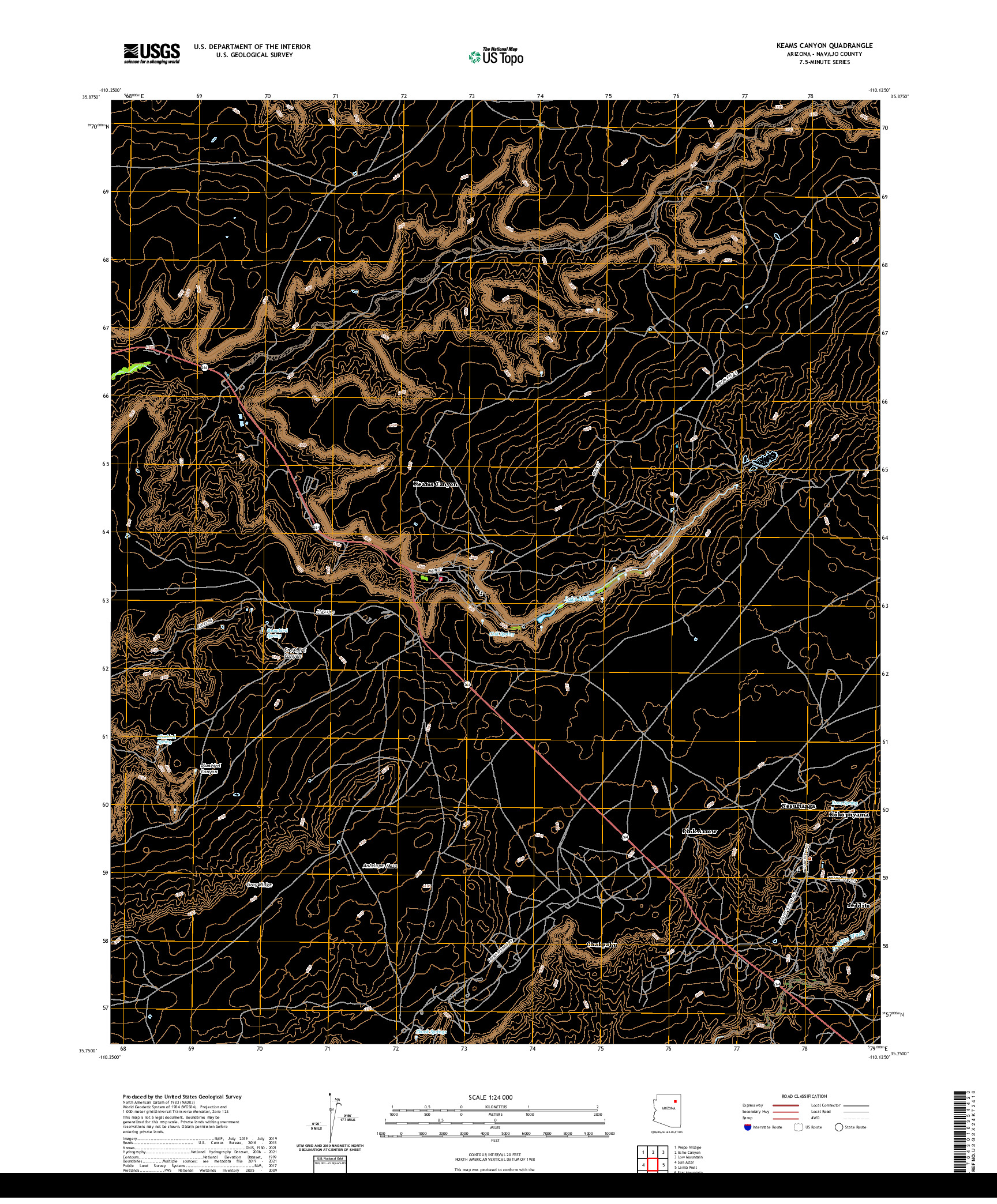 US TOPO 7.5-MINUTE MAP FOR KEAMS CANYON, AZ