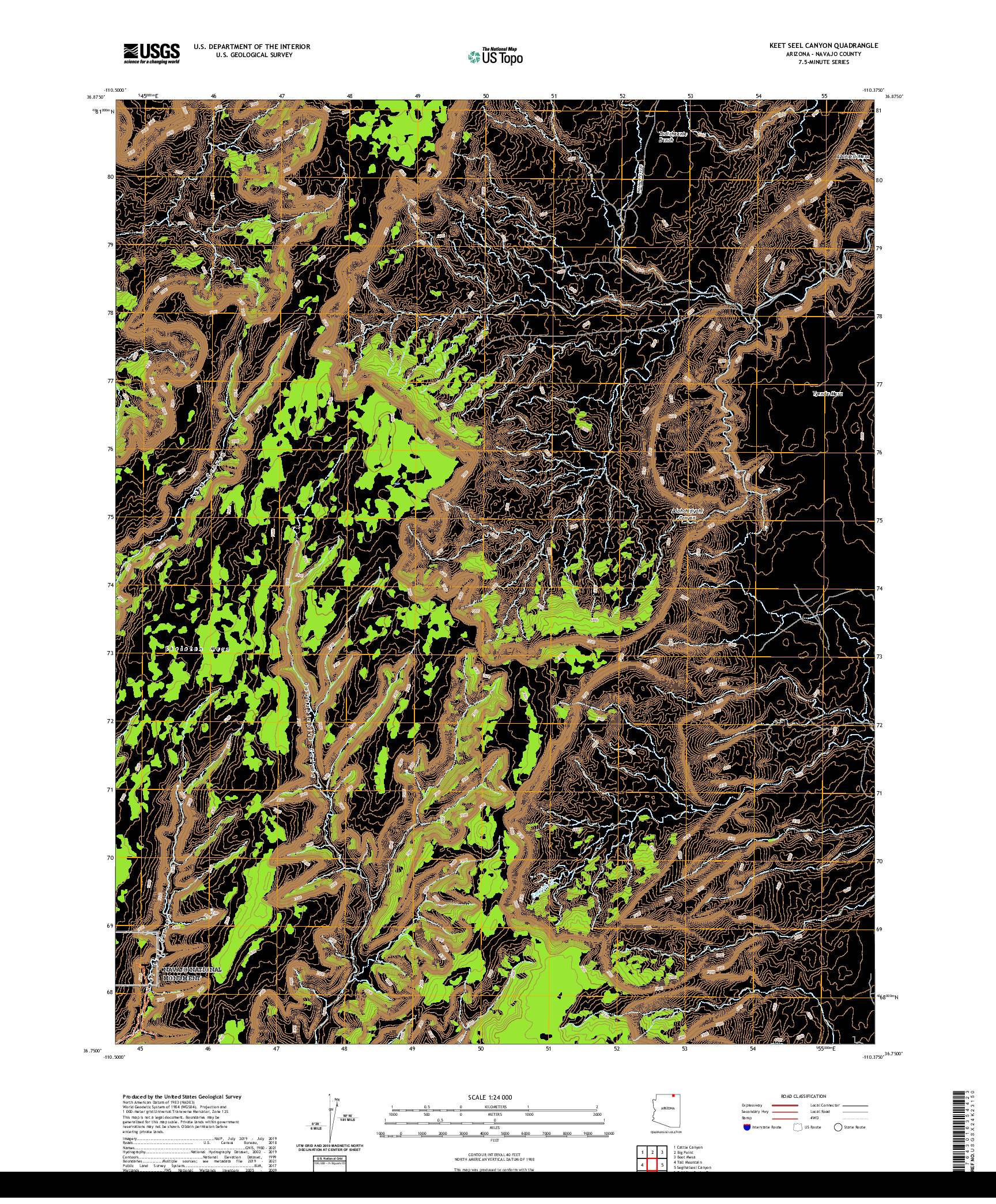 US TOPO 7.5-MINUTE MAP FOR KEET SEEL CANYON, AZ