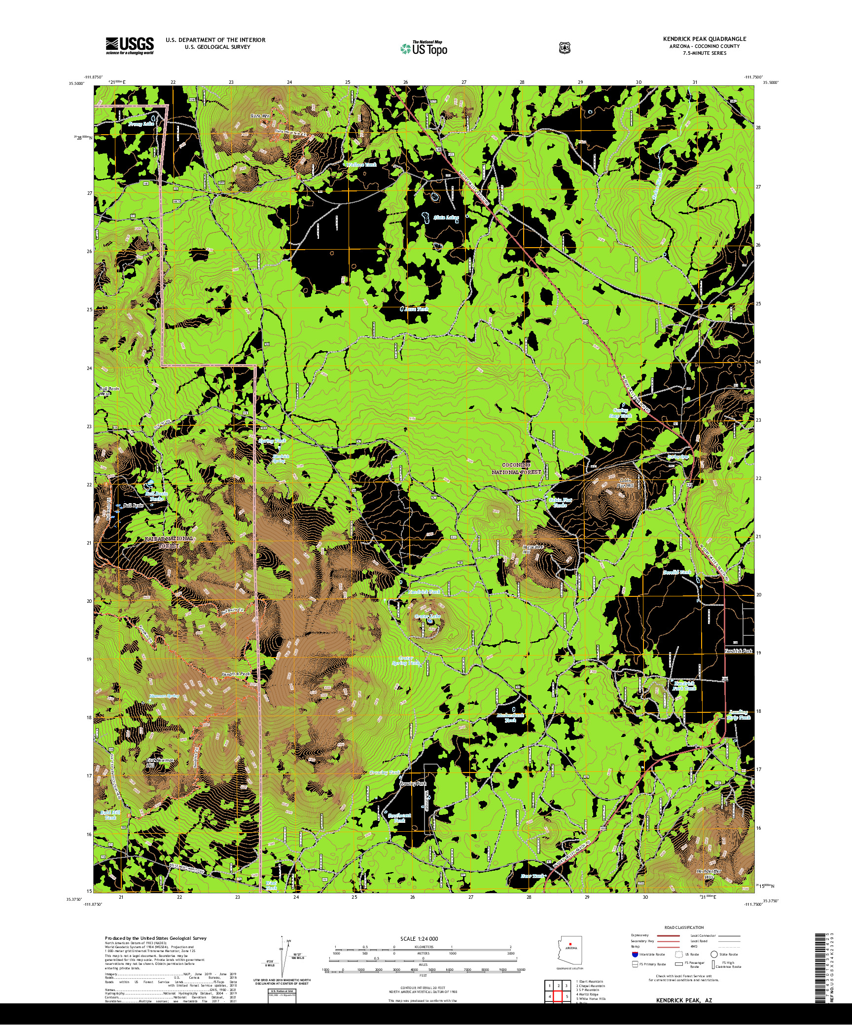 US TOPO 7.5-MINUTE MAP FOR KENDRICK PEAK, AZ