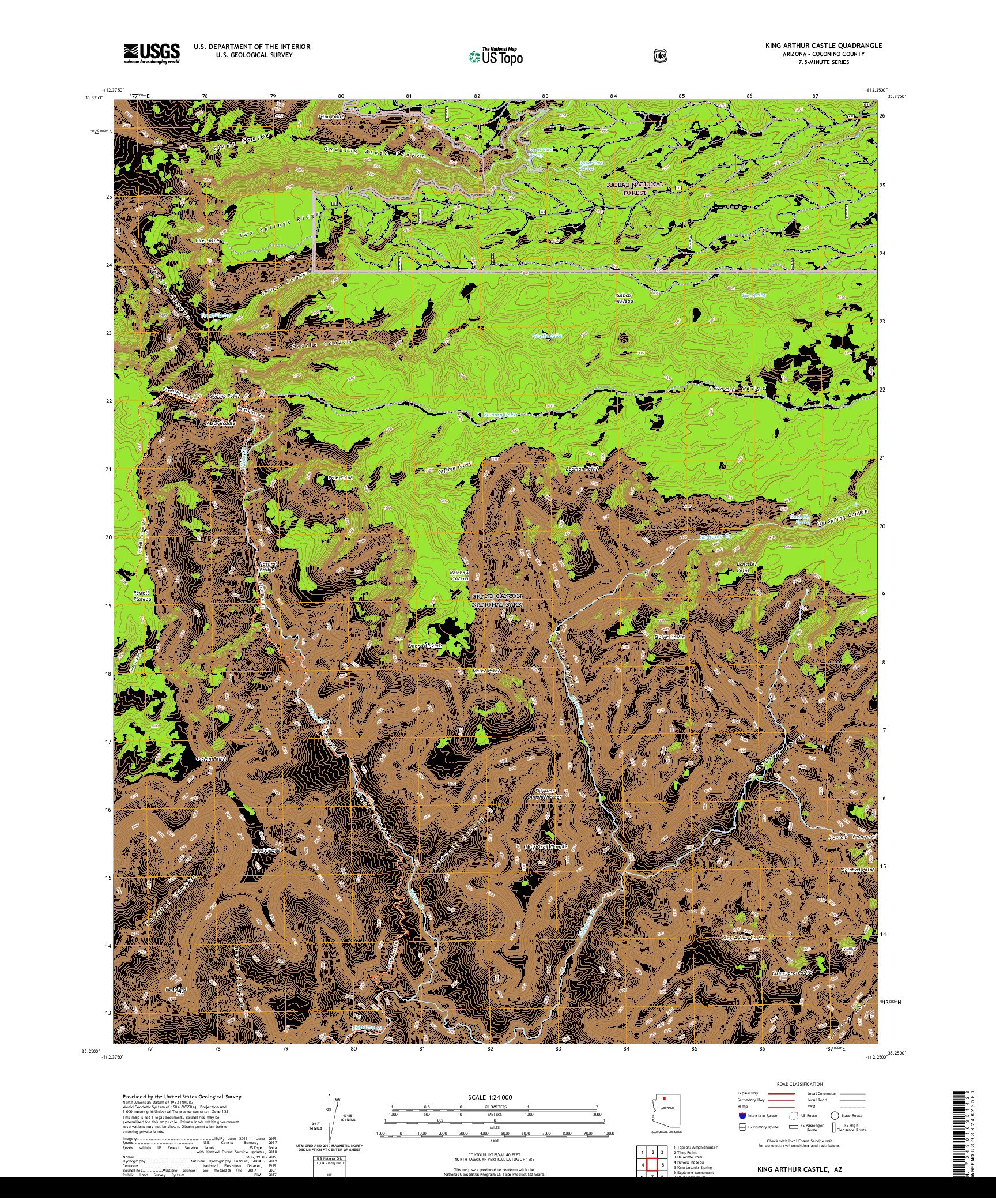 US TOPO 7.5-MINUTE MAP FOR KING ARTHUR CASTLE, AZ