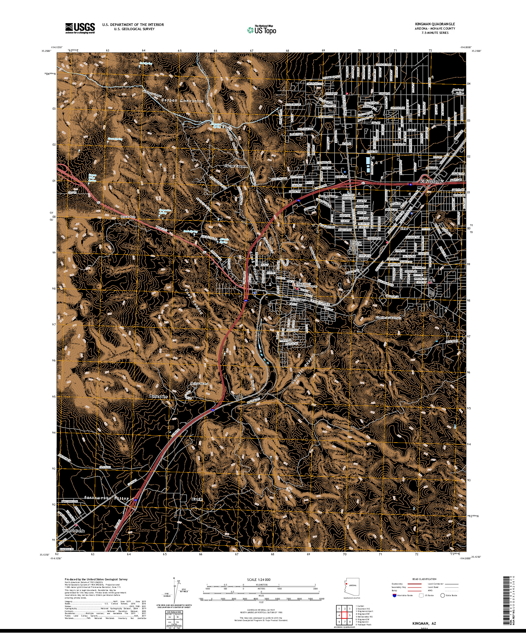 US TOPO 7.5-MINUTE MAP FOR KINGMAN, AZ