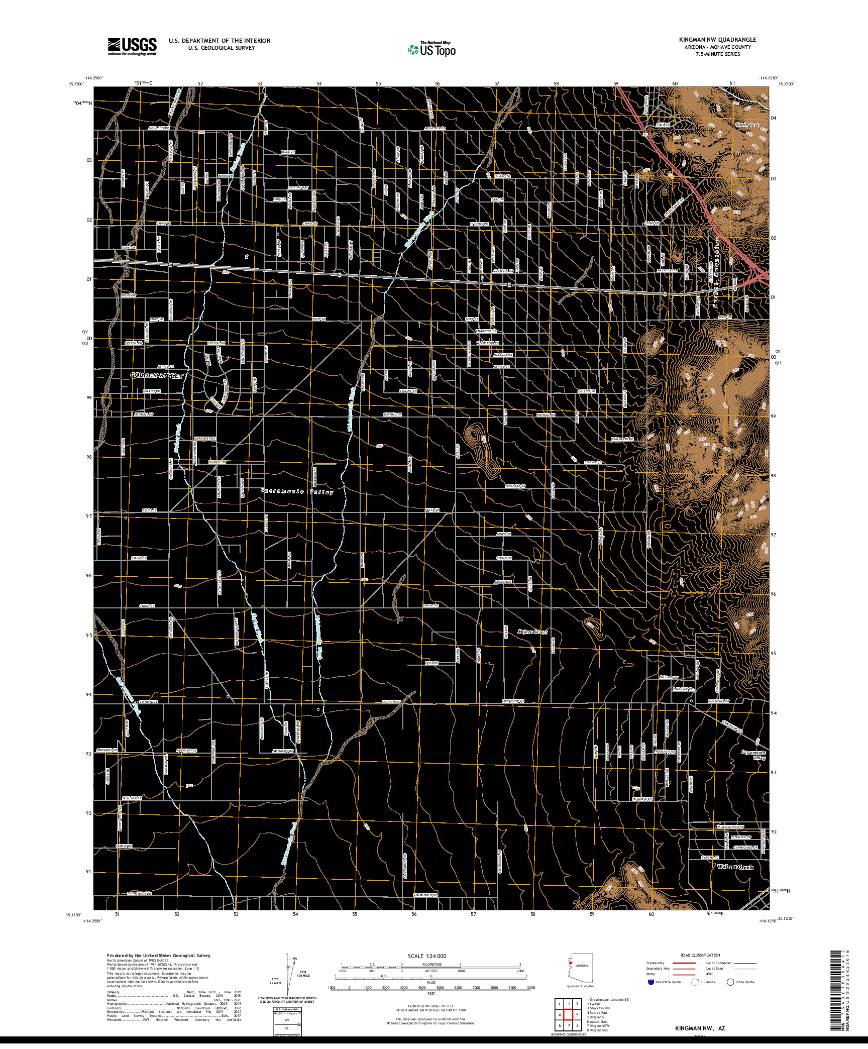 US TOPO 7.5-MINUTE MAP FOR KINGMAN NW, AZ