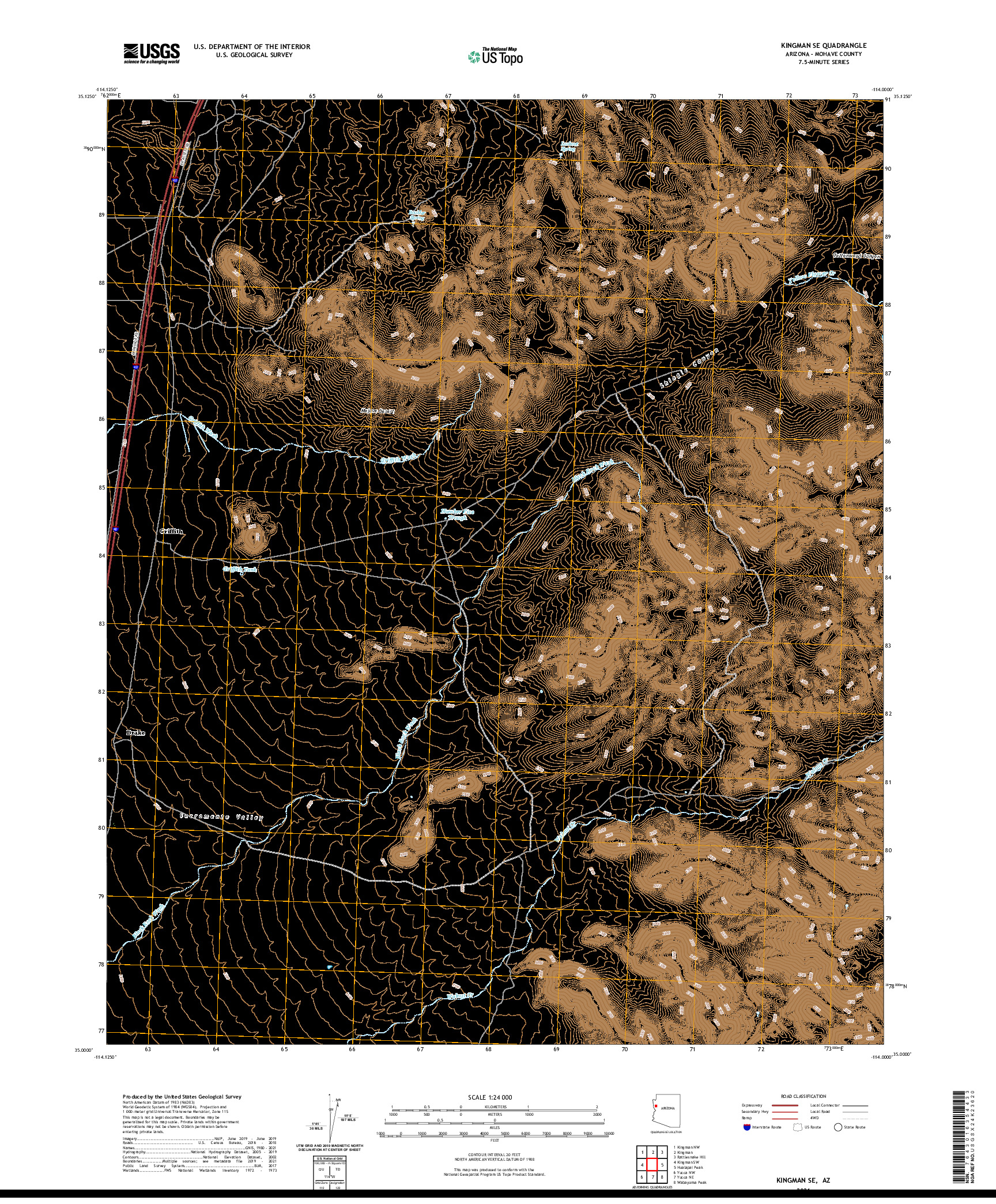 US TOPO 7.5-MINUTE MAP FOR KINGMAN SE, AZ