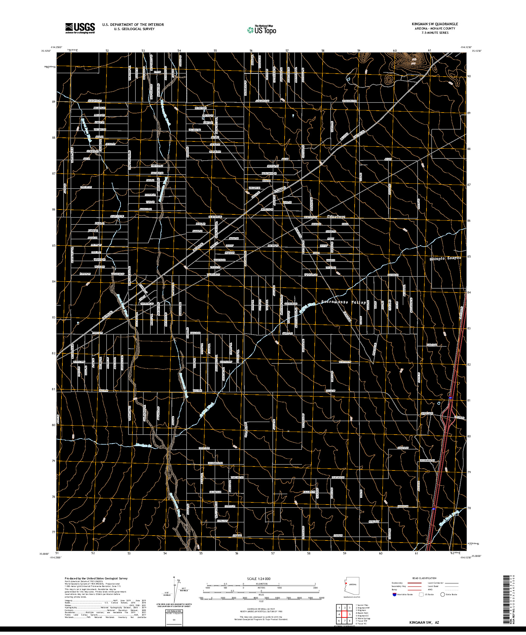 US TOPO 7.5-MINUTE MAP FOR KINGMAN SW, AZ