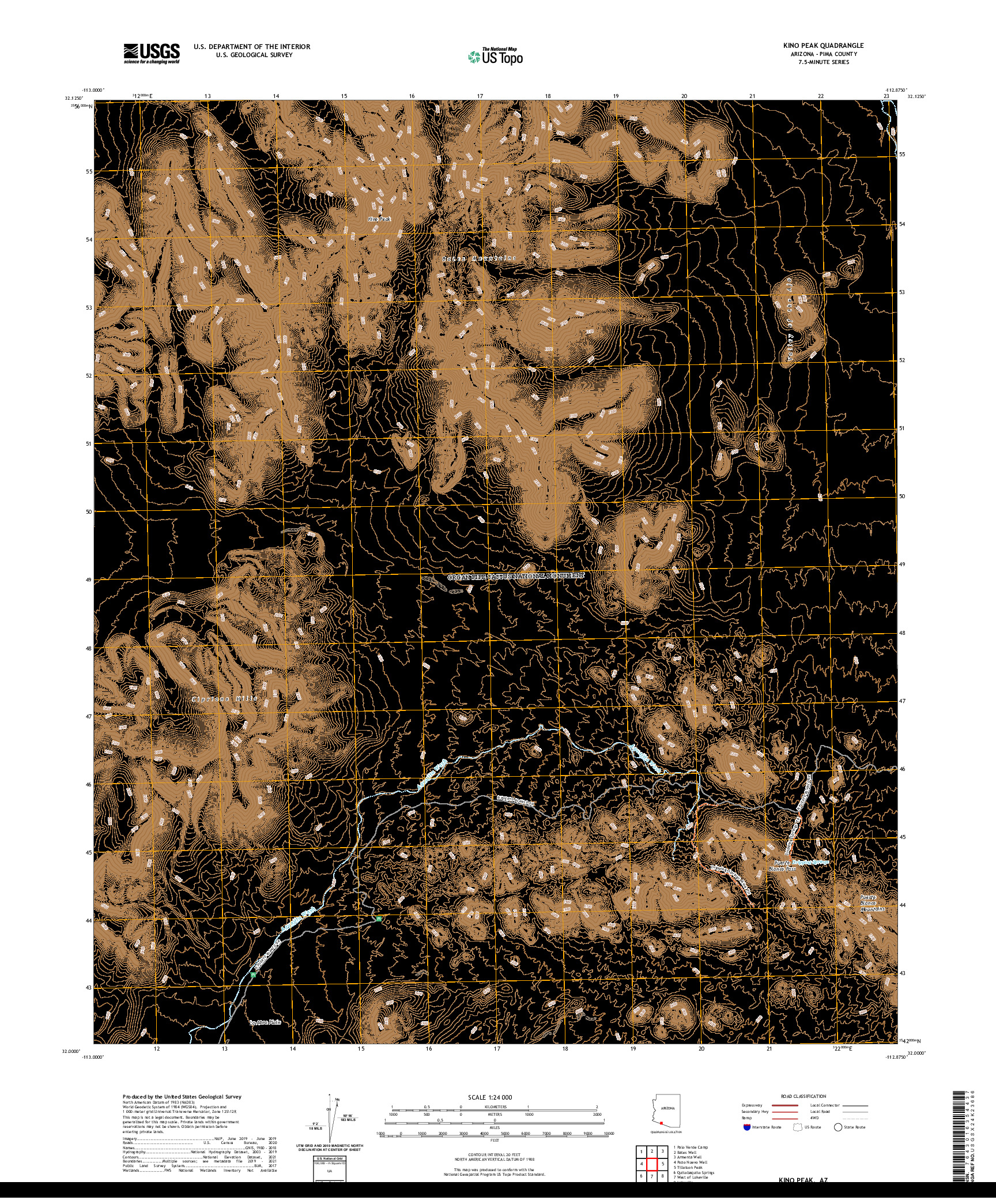 US TOPO 7.5-MINUTE MAP FOR KINO PEAK, AZ