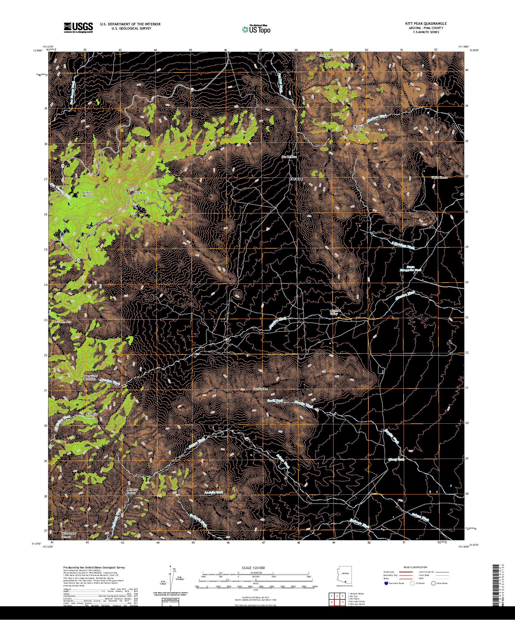 USGS US TOPO 7.5-MINUTE MAP FOR KITT PEAK, AZ 2021