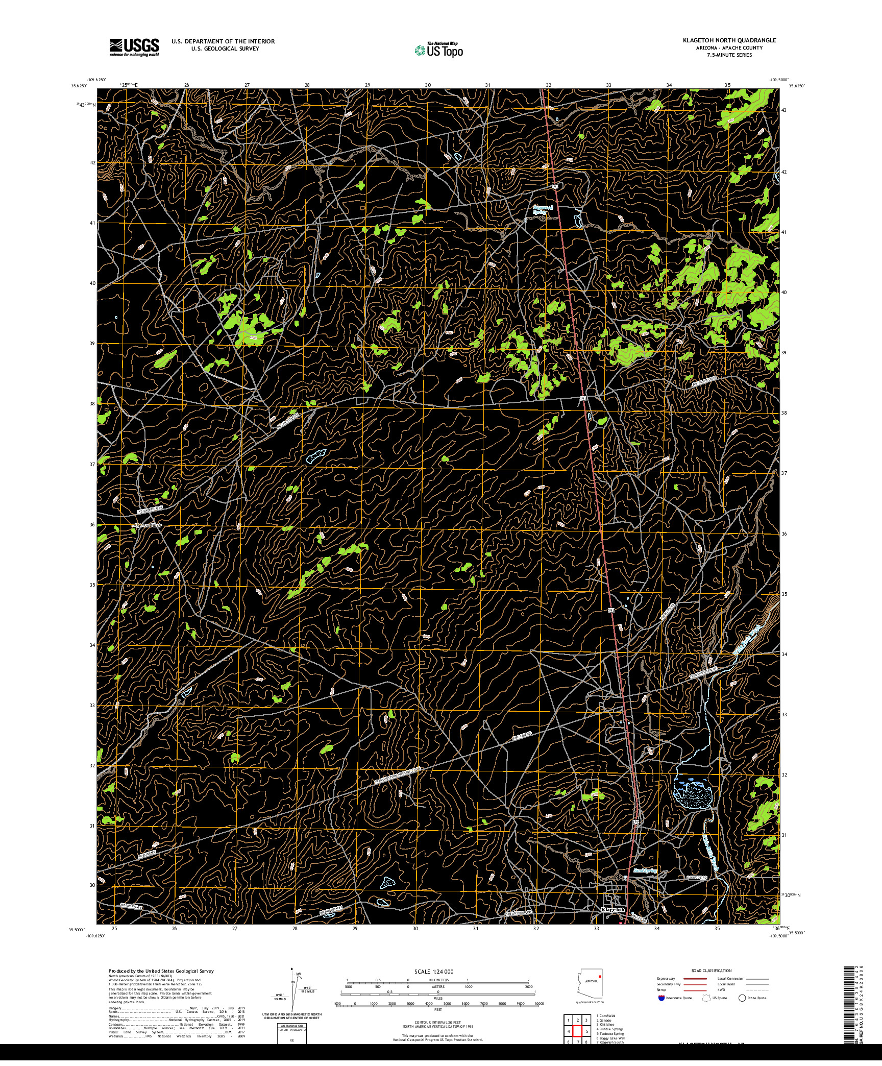 US TOPO 7.5-MINUTE MAP FOR KLAGETOH NORTH, AZ