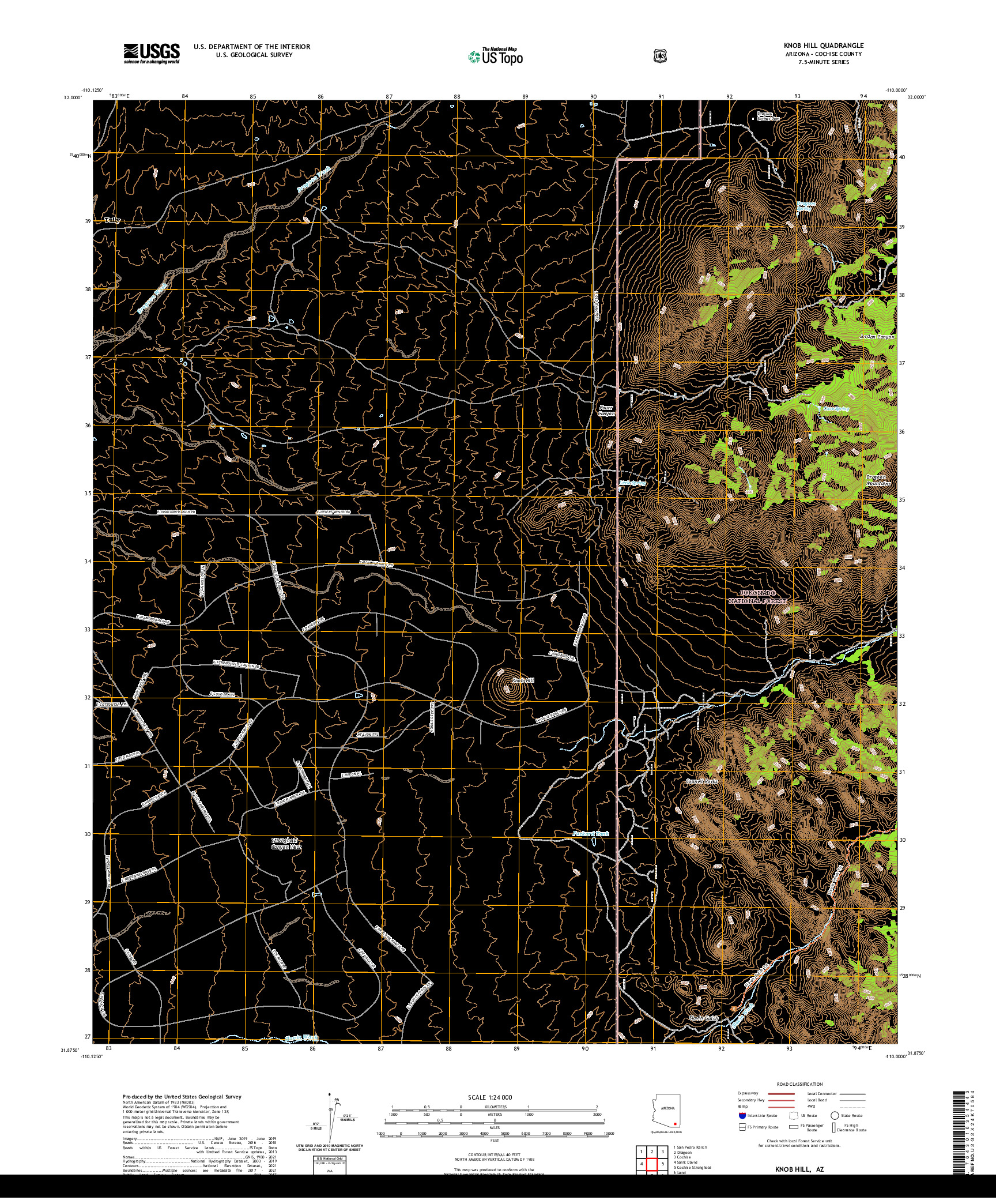 US TOPO 7.5-MINUTE MAP FOR KNOB HILL, AZ