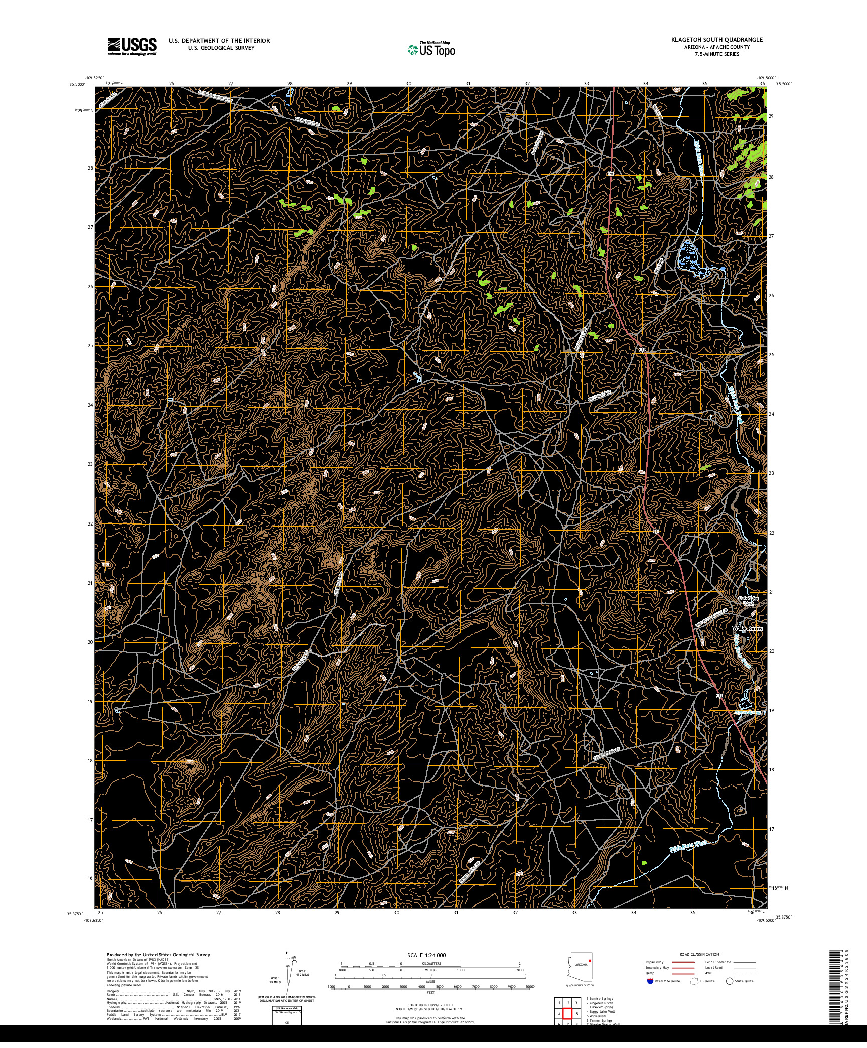 US TOPO 7.5-MINUTE MAP FOR KLAGETOH SOUTH, AZ