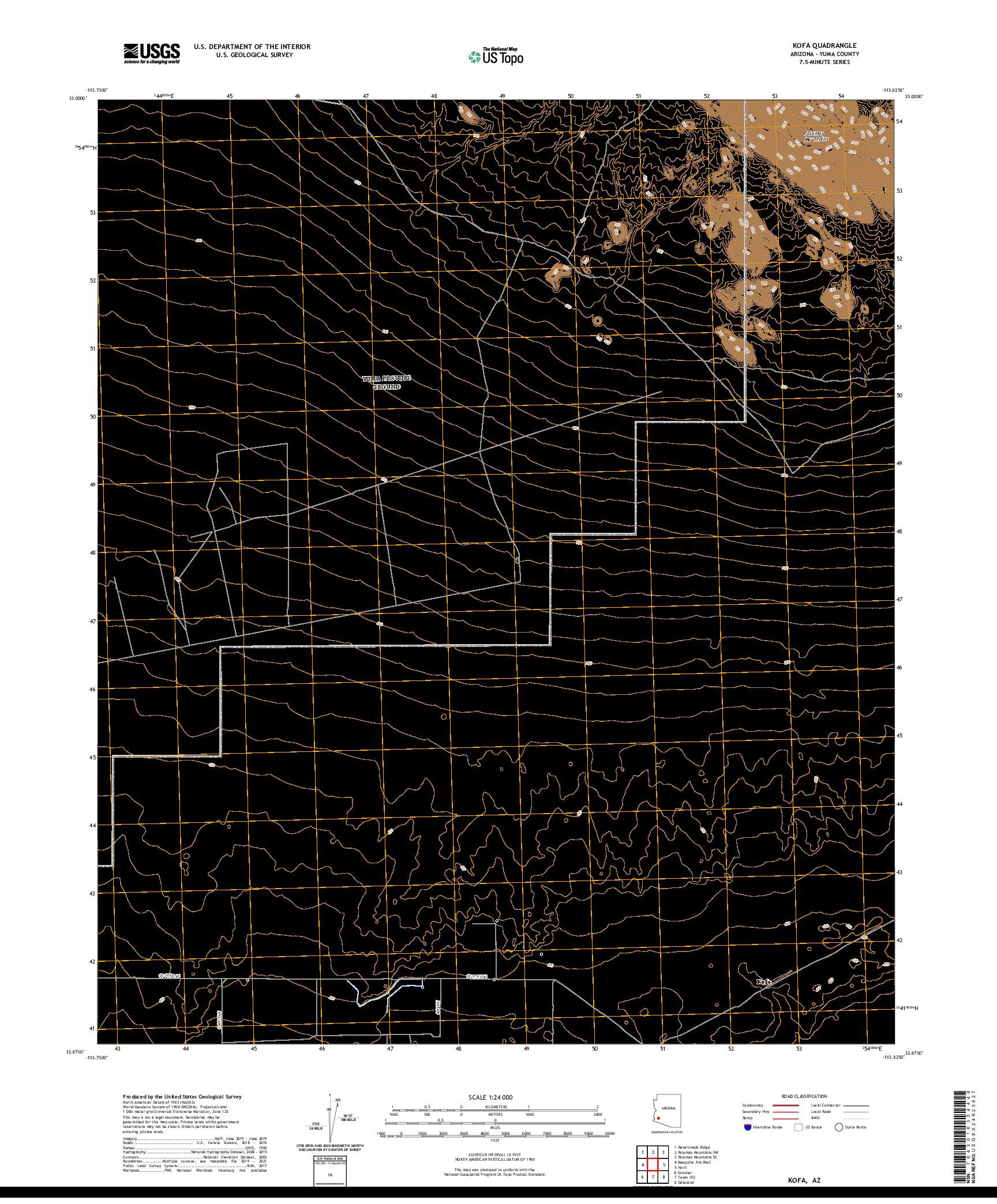 USGS US TOPO 7.5-MINUTE MAP FOR KOFA, AZ 2021