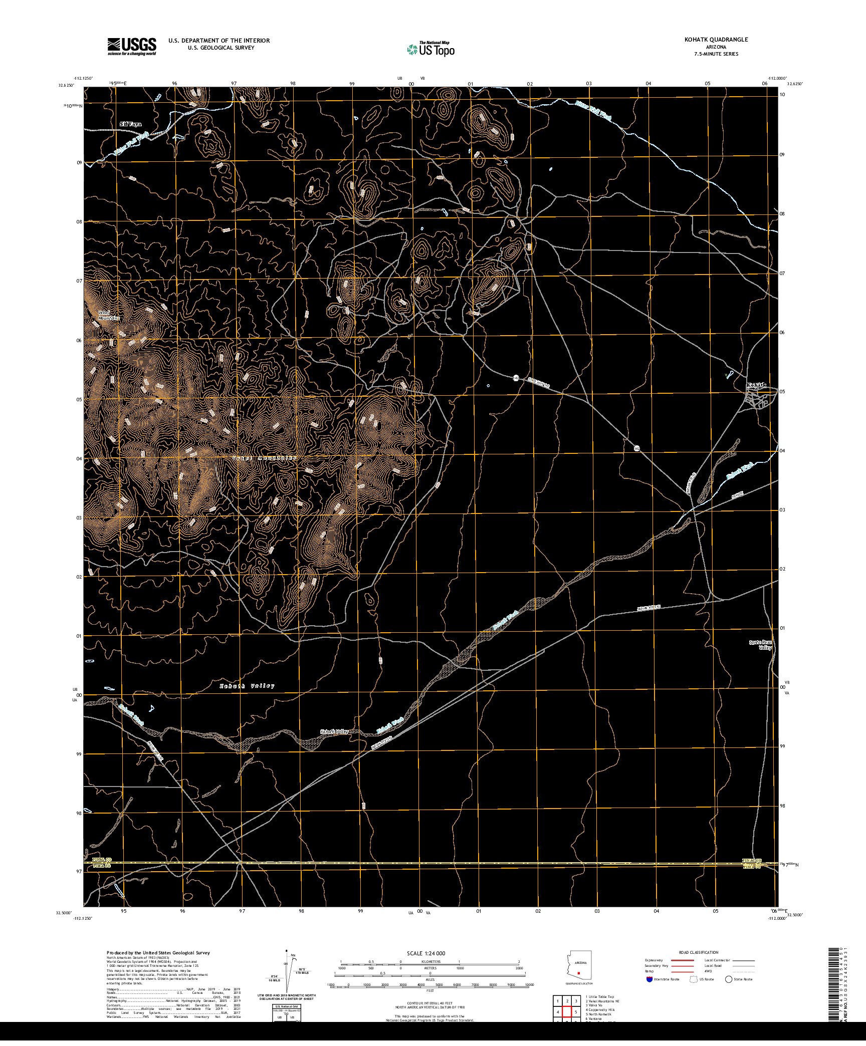 US TOPO 7.5-MINUTE MAP FOR KOHATK, AZ