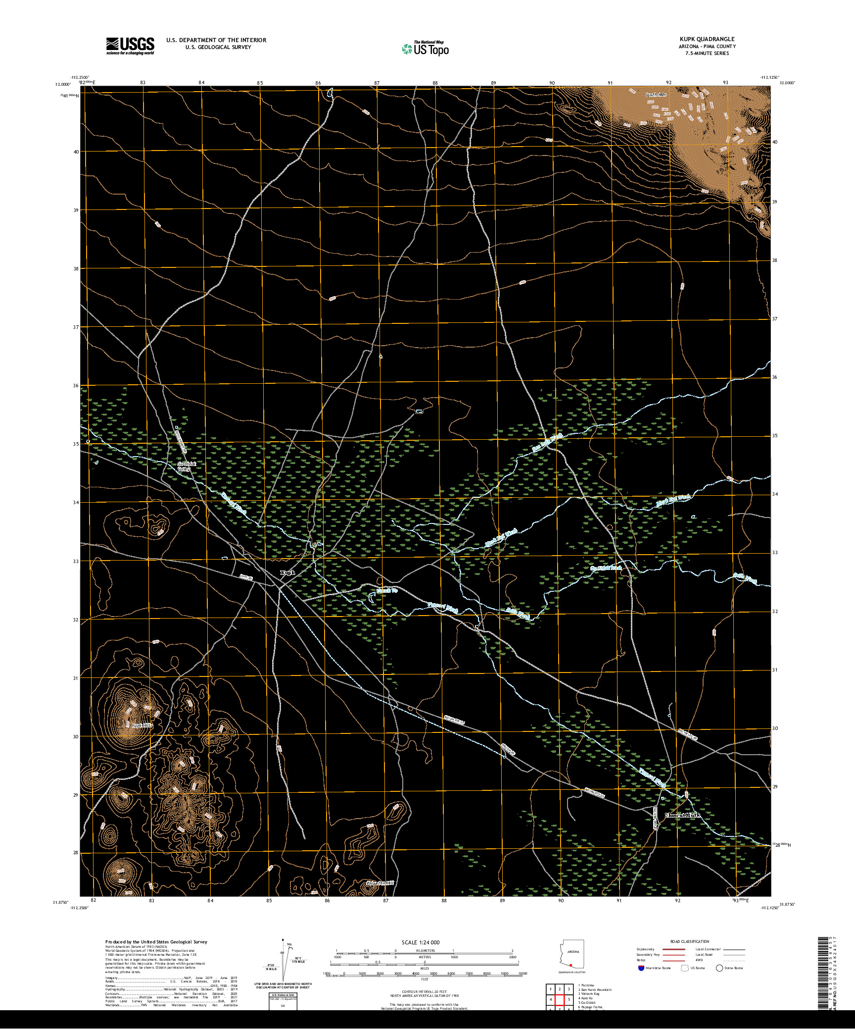 US TOPO 7.5-MINUTE MAP FOR KUPK, AZ