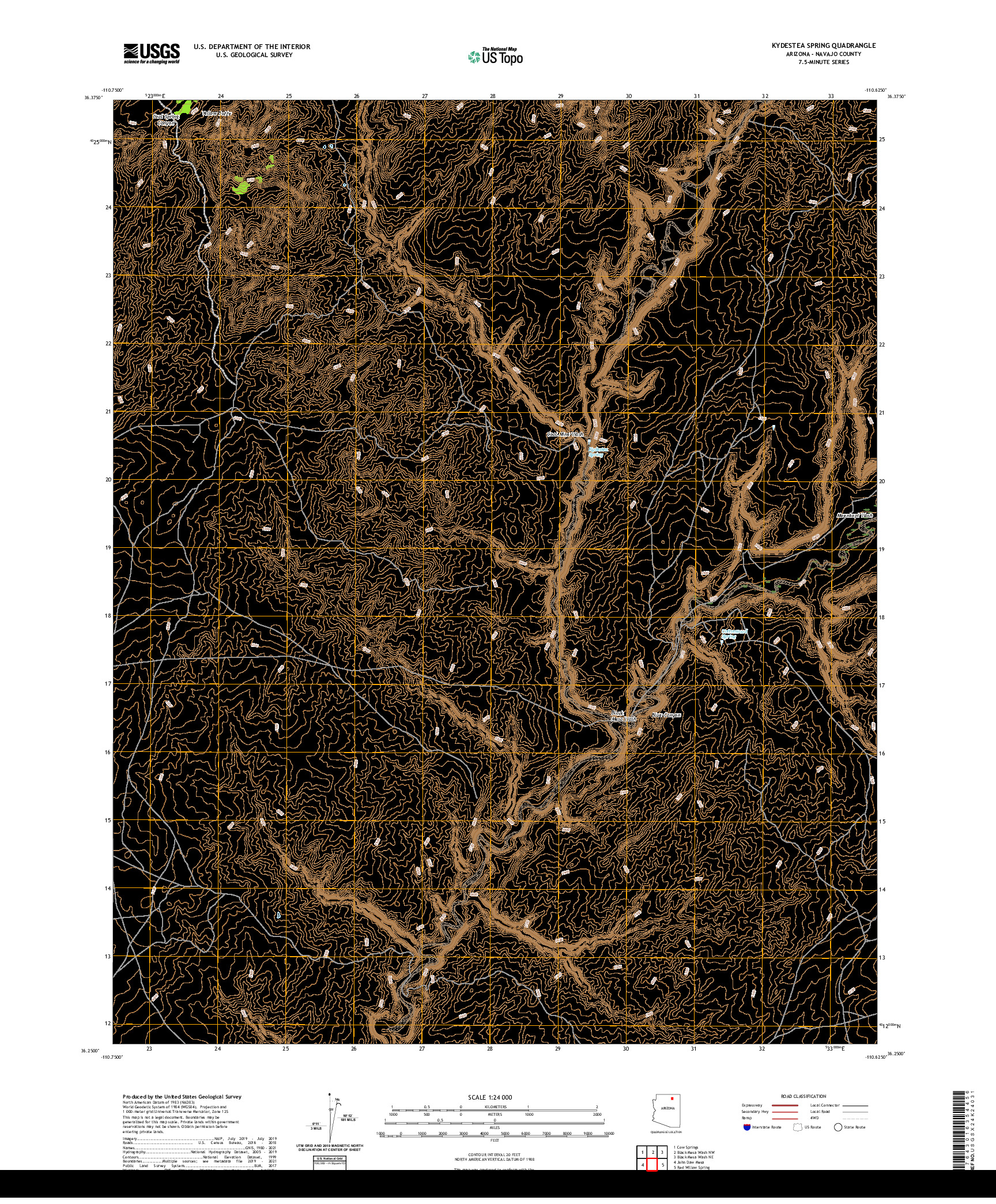 US TOPO 7.5-MINUTE MAP FOR KYDESTEA SPRING, AZ