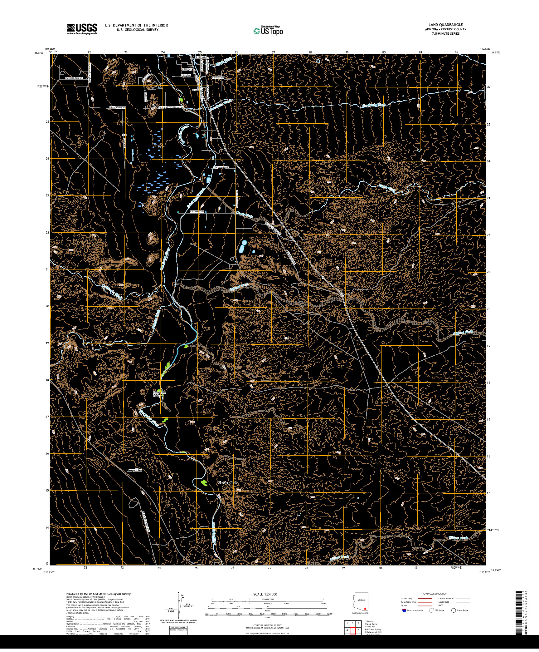 US TOPO 7.5-MINUTE MAP FOR LAND, AZ