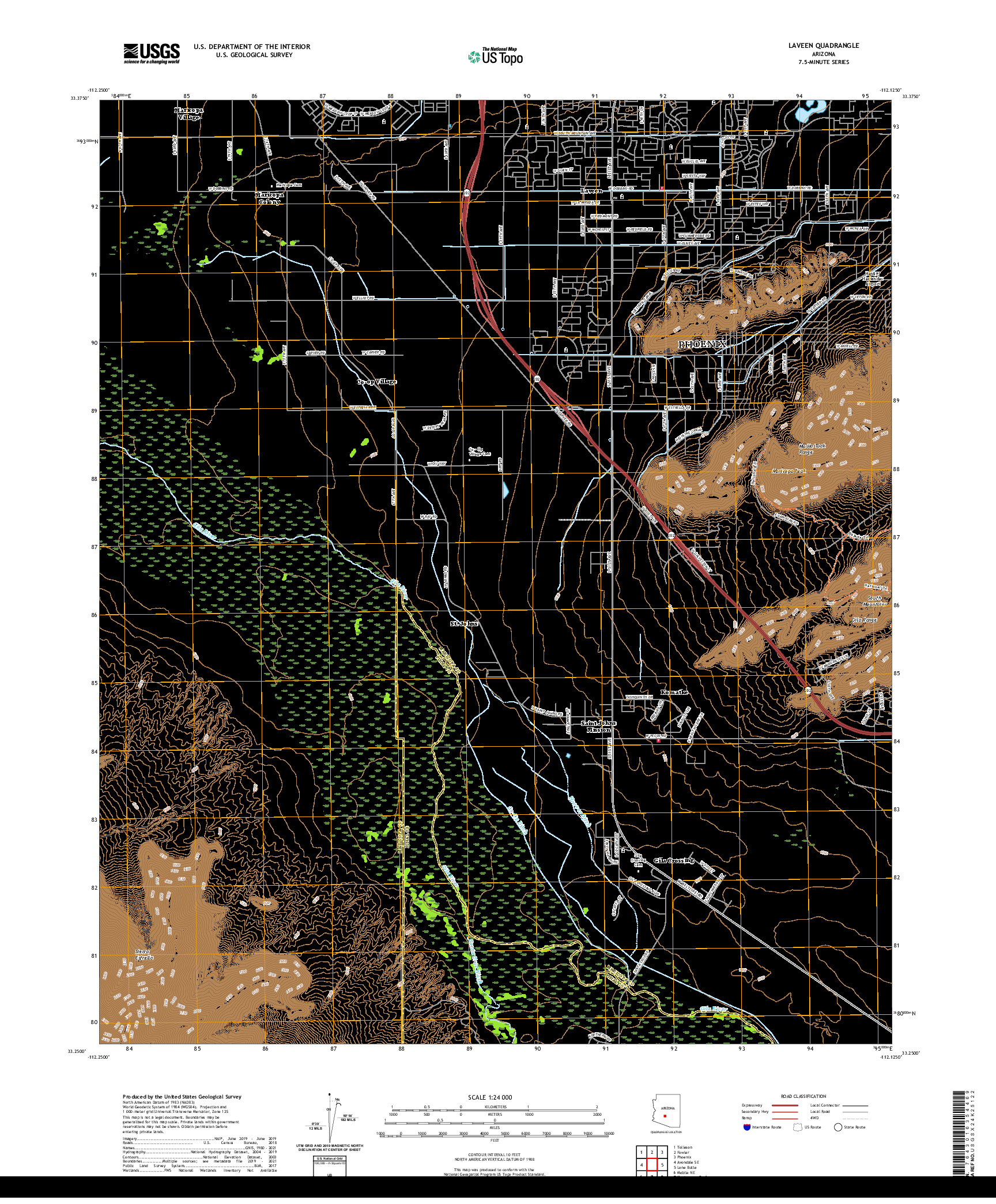 US TOPO 7.5-MINUTE MAP FOR LAVEEN, AZ