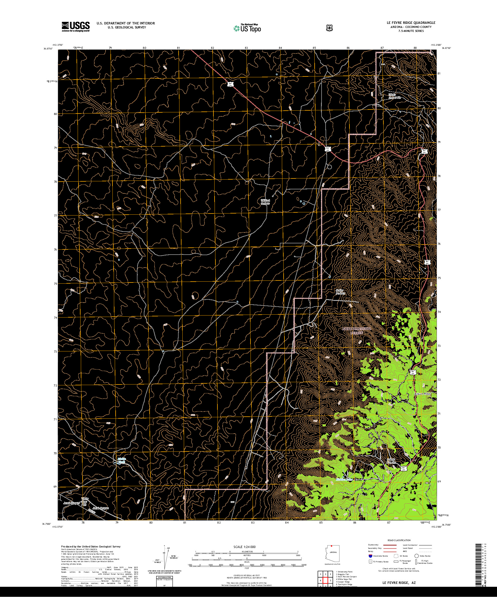 US TOPO 7.5-MINUTE MAP FOR LE FEVRE RIDGE, AZ