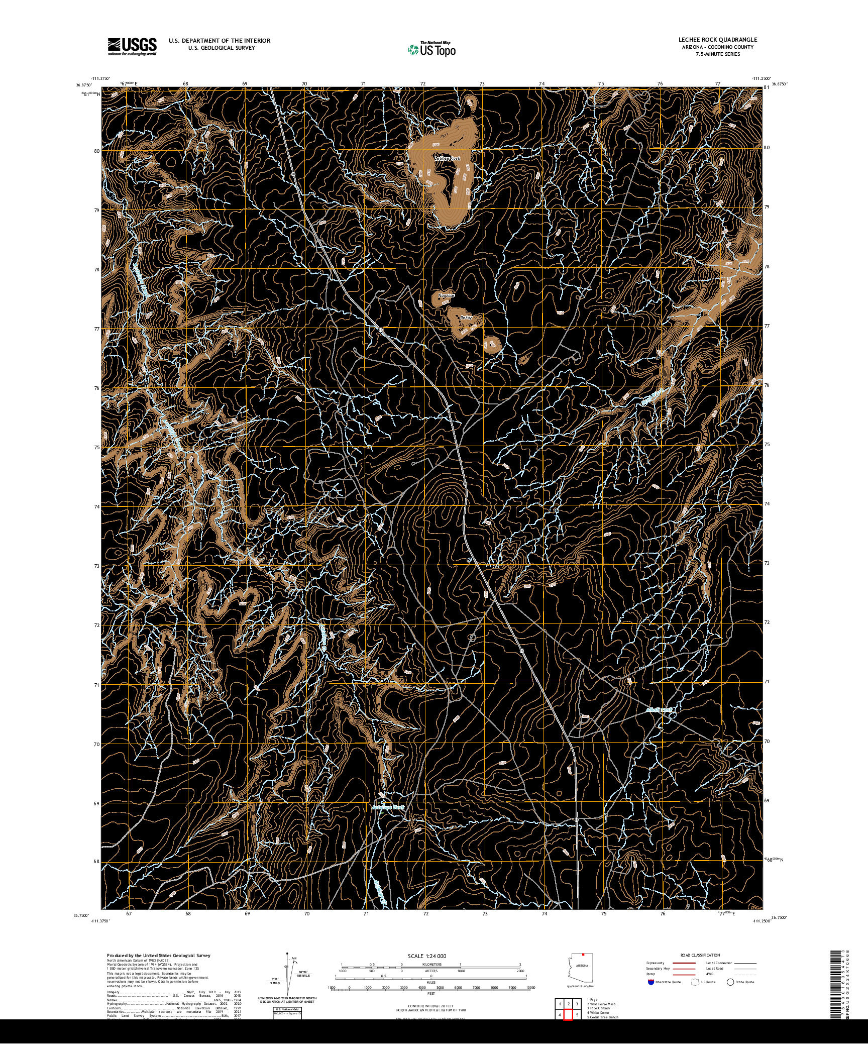 US TOPO 7.5-MINUTE MAP FOR LECHEE ROCK, AZ