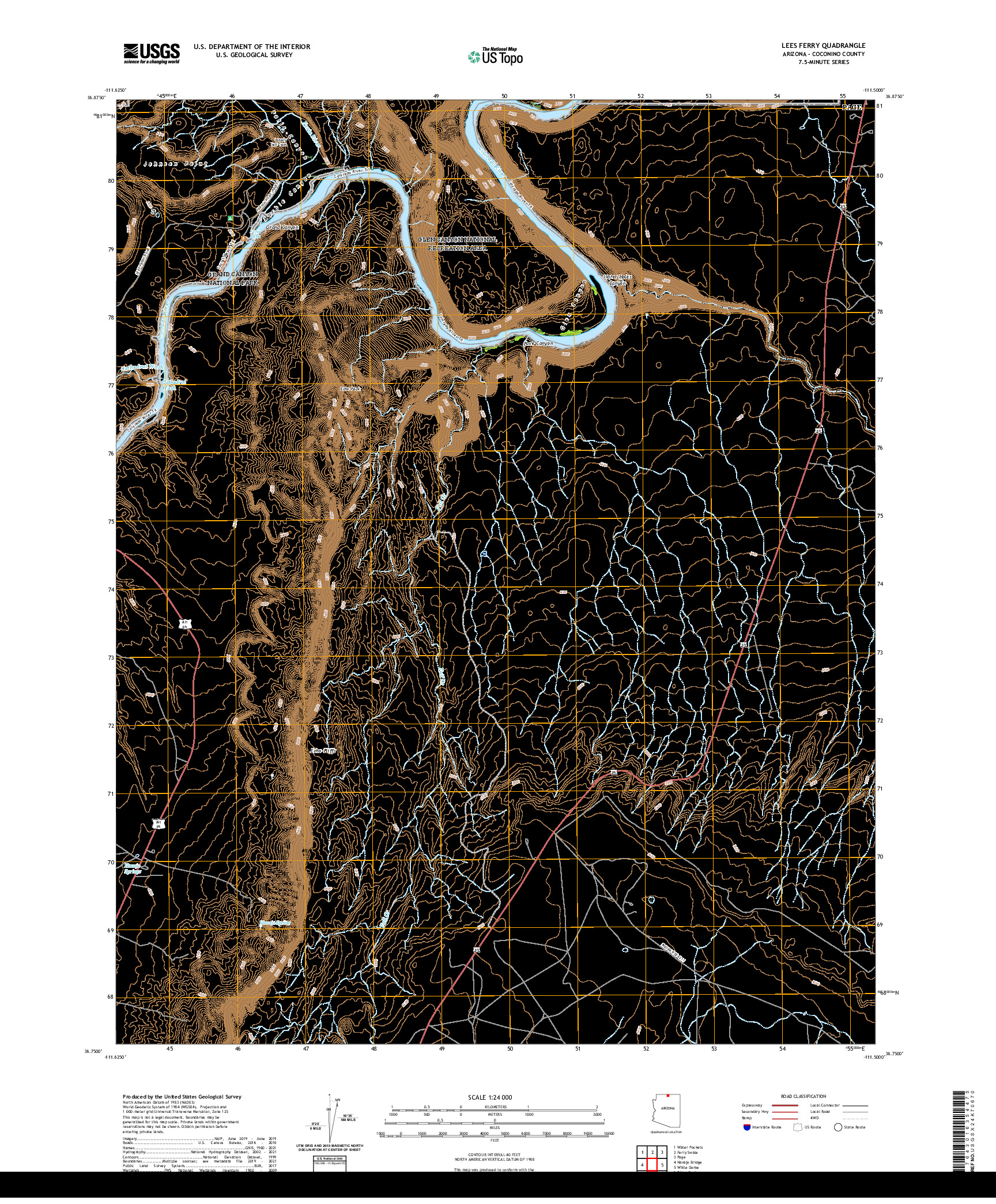 US TOPO 7.5-MINUTE MAP FOR LEES FERRY, AZ