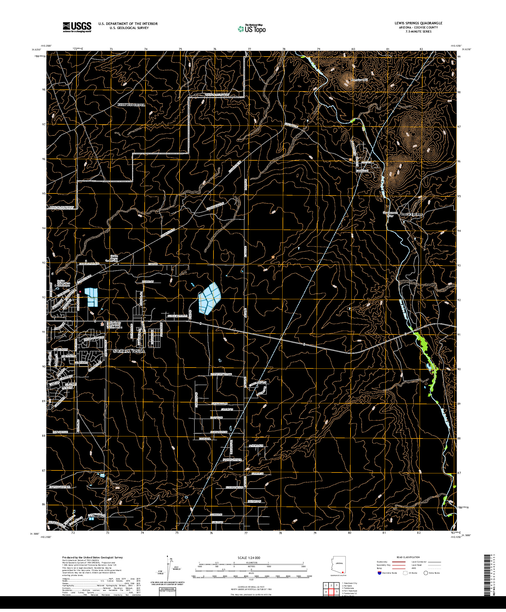 US TOPO 7.5-MINUTE MAP FOR LEWIS SPRINGS, AZ