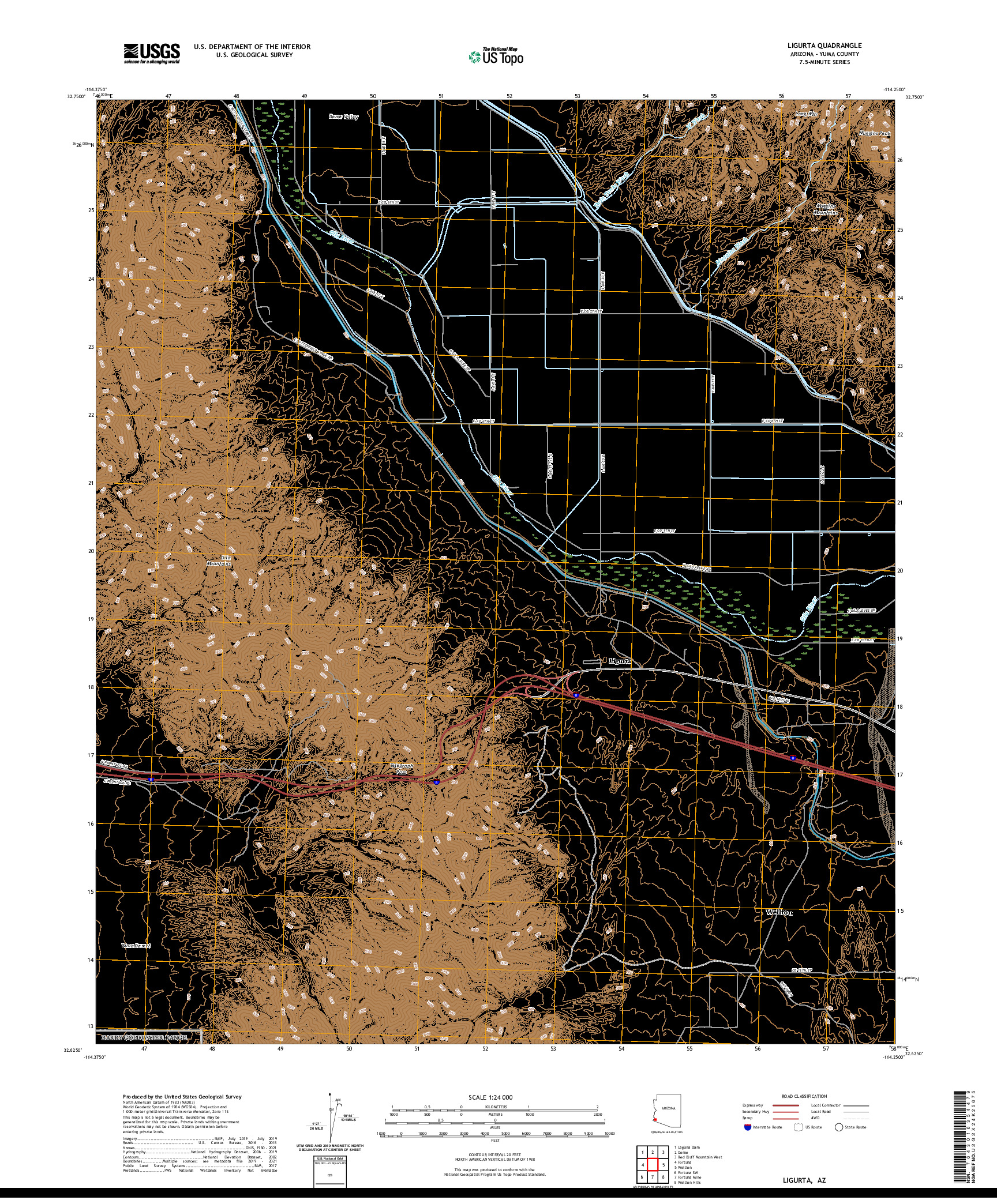 US TOPO 7.5-MINUTE MAP FOR LIGURTA, AZ