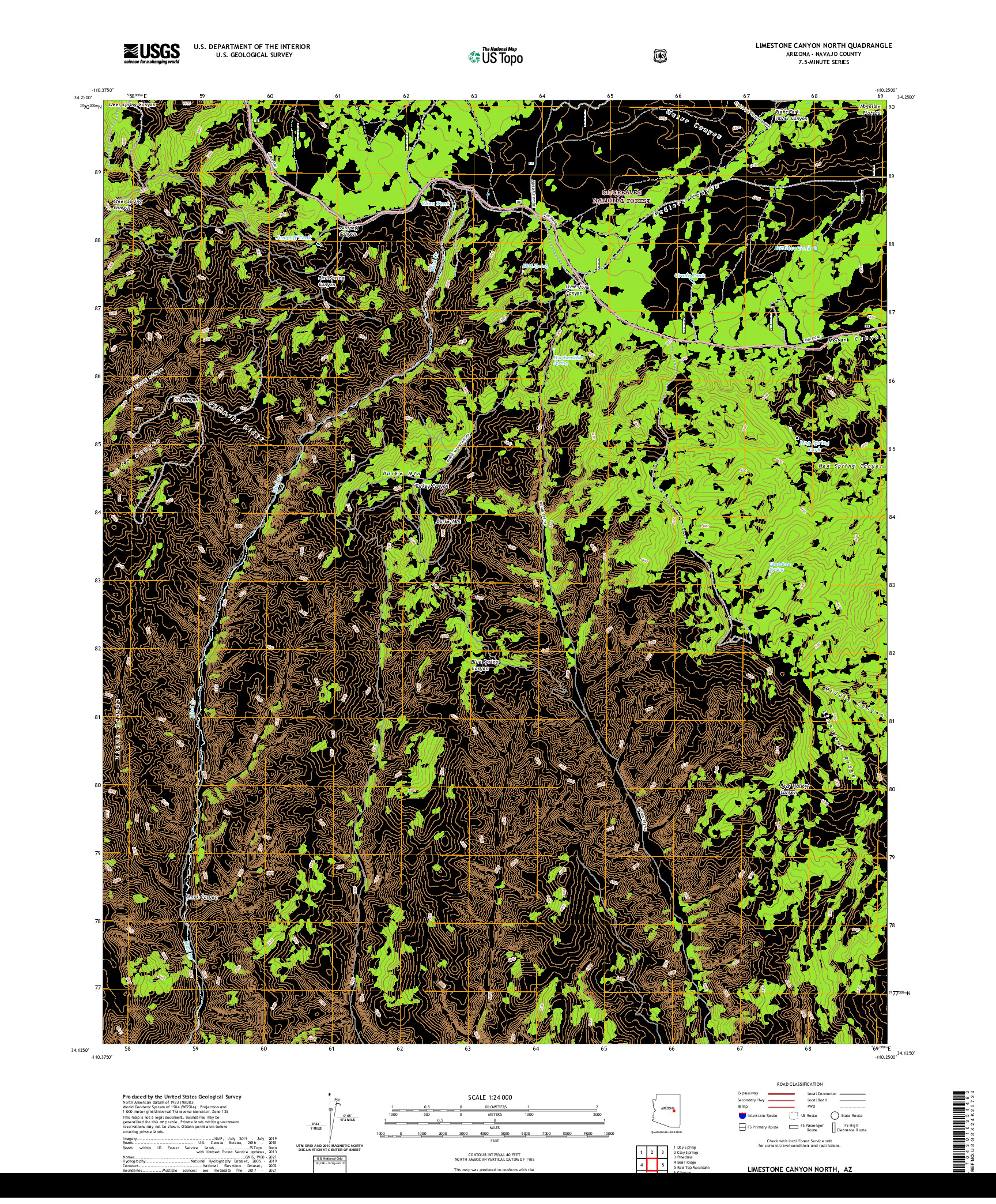 US TOPO 7.5-MINUTE MAP FOR LIMESTONE CANYON NORTH, AZ