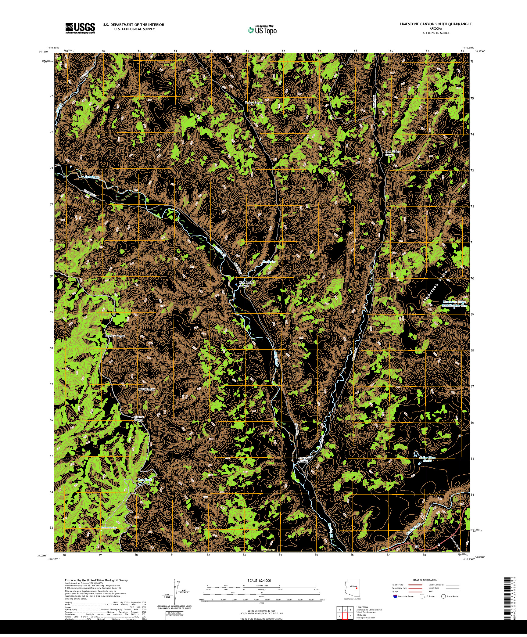 US TOPO 7.5-MINUTE MAP FOR LIMESTONE CANYON SOUTH, AZ