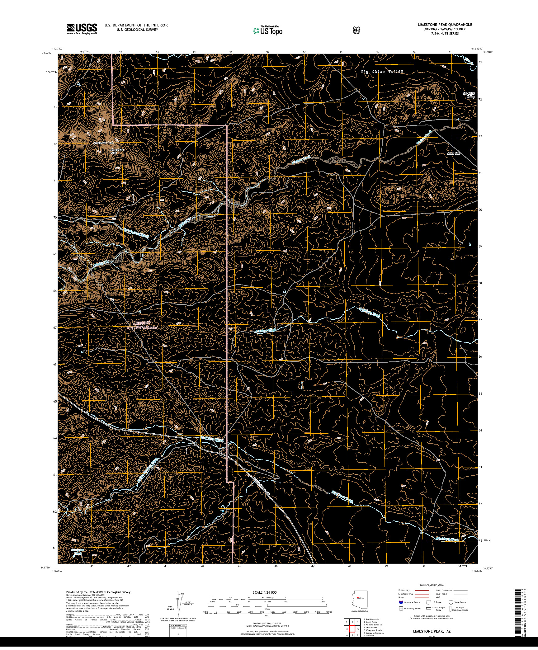 US TOPO 7.5-MINUTE MAP FOR LIMESTONE PEAK, AZ