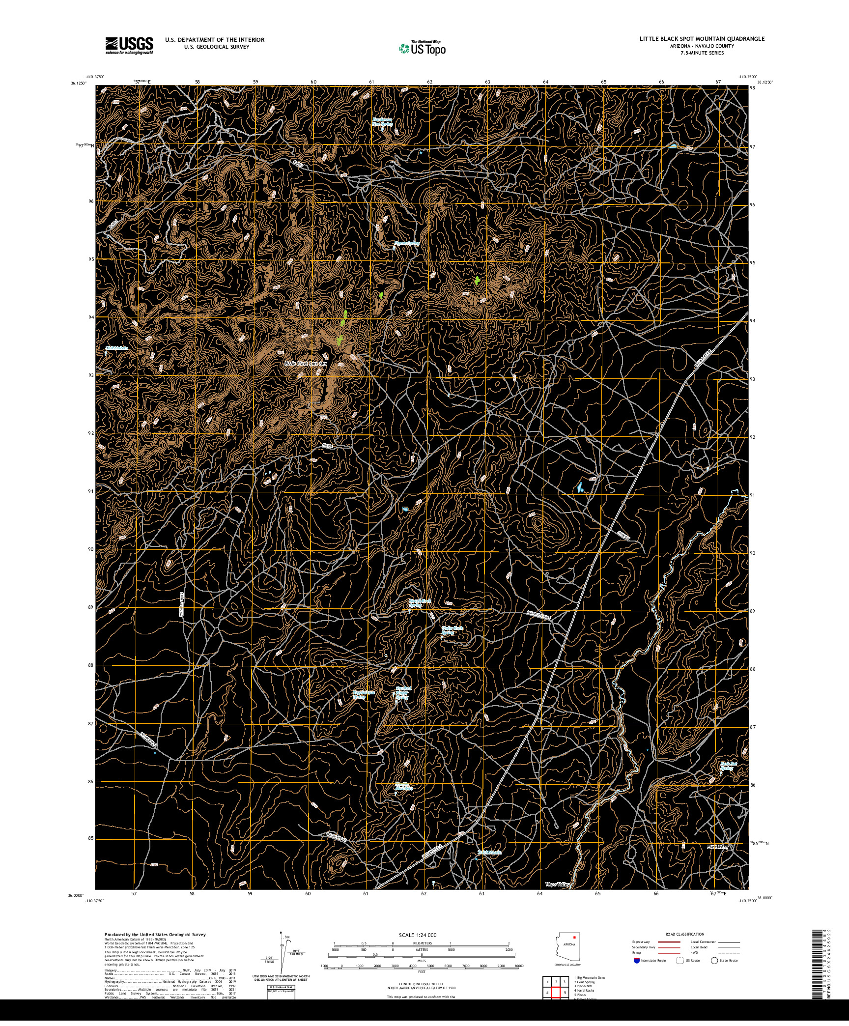 US TOPO 7.5-MINUTE MAP FOR LITTLE BLACK SPOT MOUNTAIN, AZ