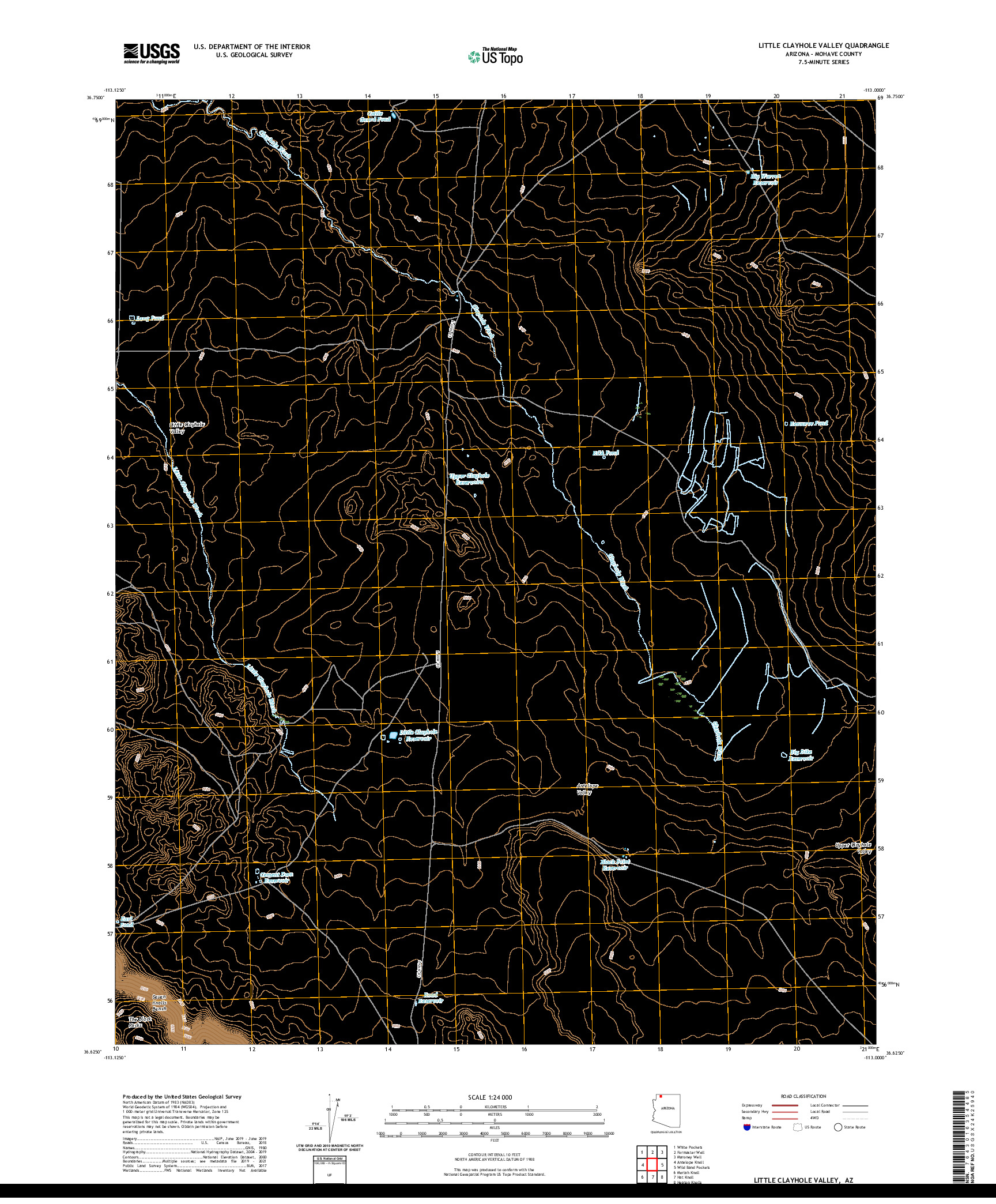 US TOPO 7.5-MINUTE MAP FOR LITTLE CLAYHOLE VALLEY, AZ