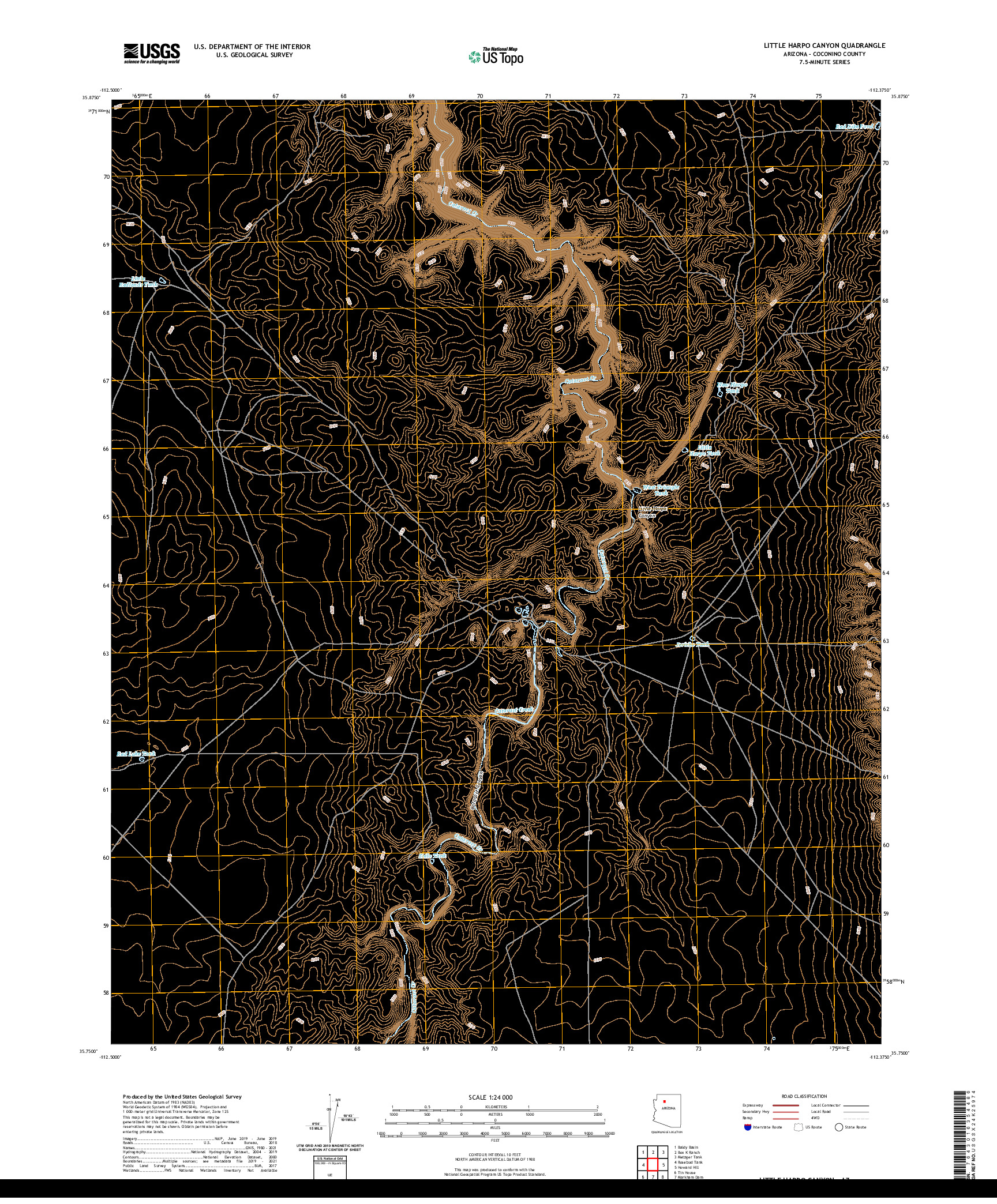 US TOPO 7.5-MINUTE MAP FOR LITTLE HARPO CANYON, AZ