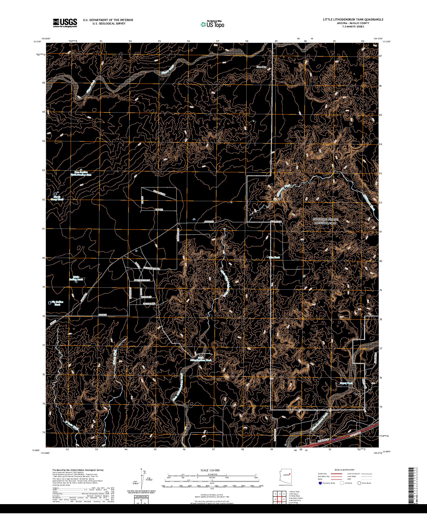 US TOPO 7.5-MINUTE MAP FOR LITTLE LITHODENDRON TANK, AZ