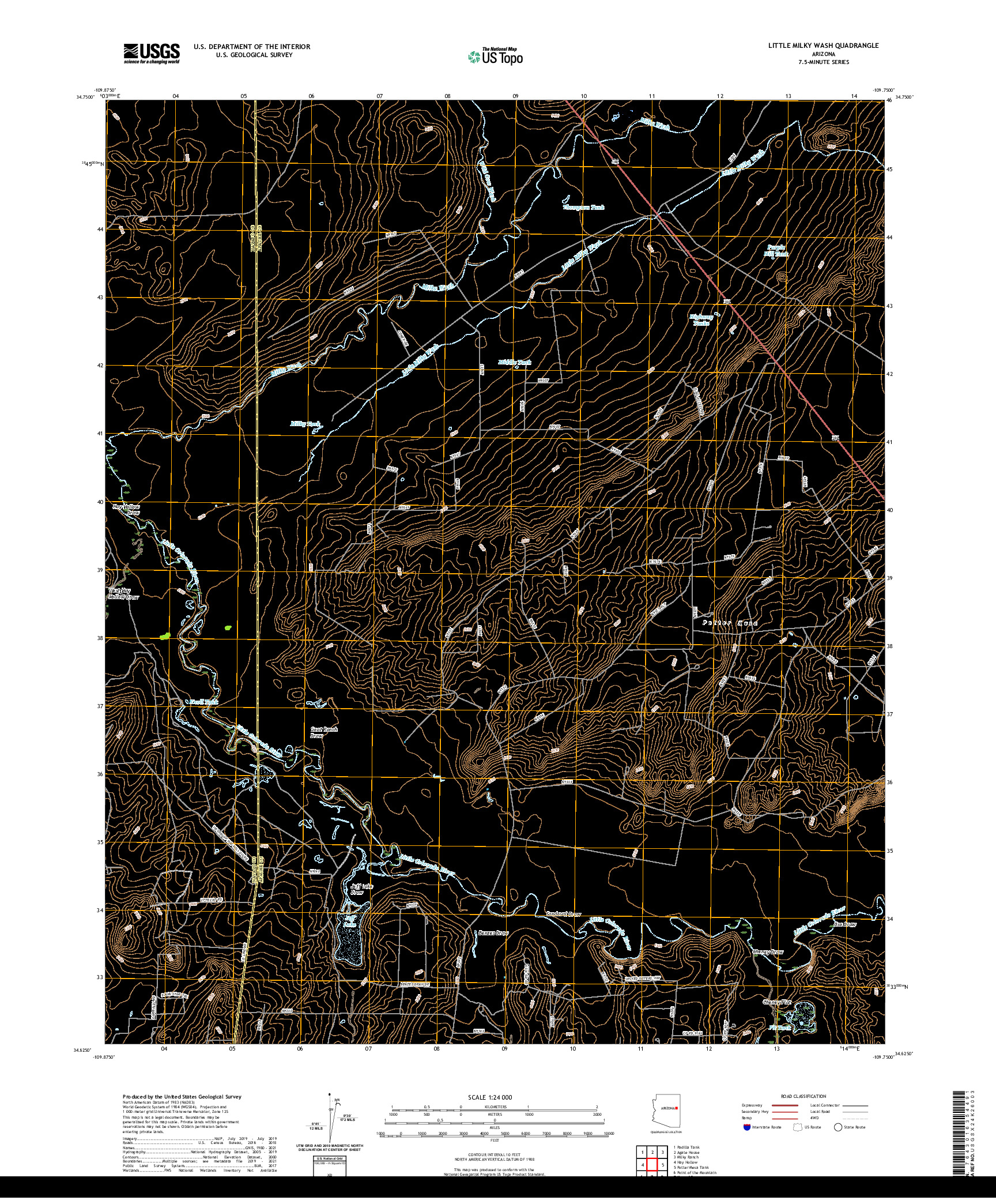 US TOPO 7.5-MINUTE MAP FOR LITTLE MILKY WASH, AZ