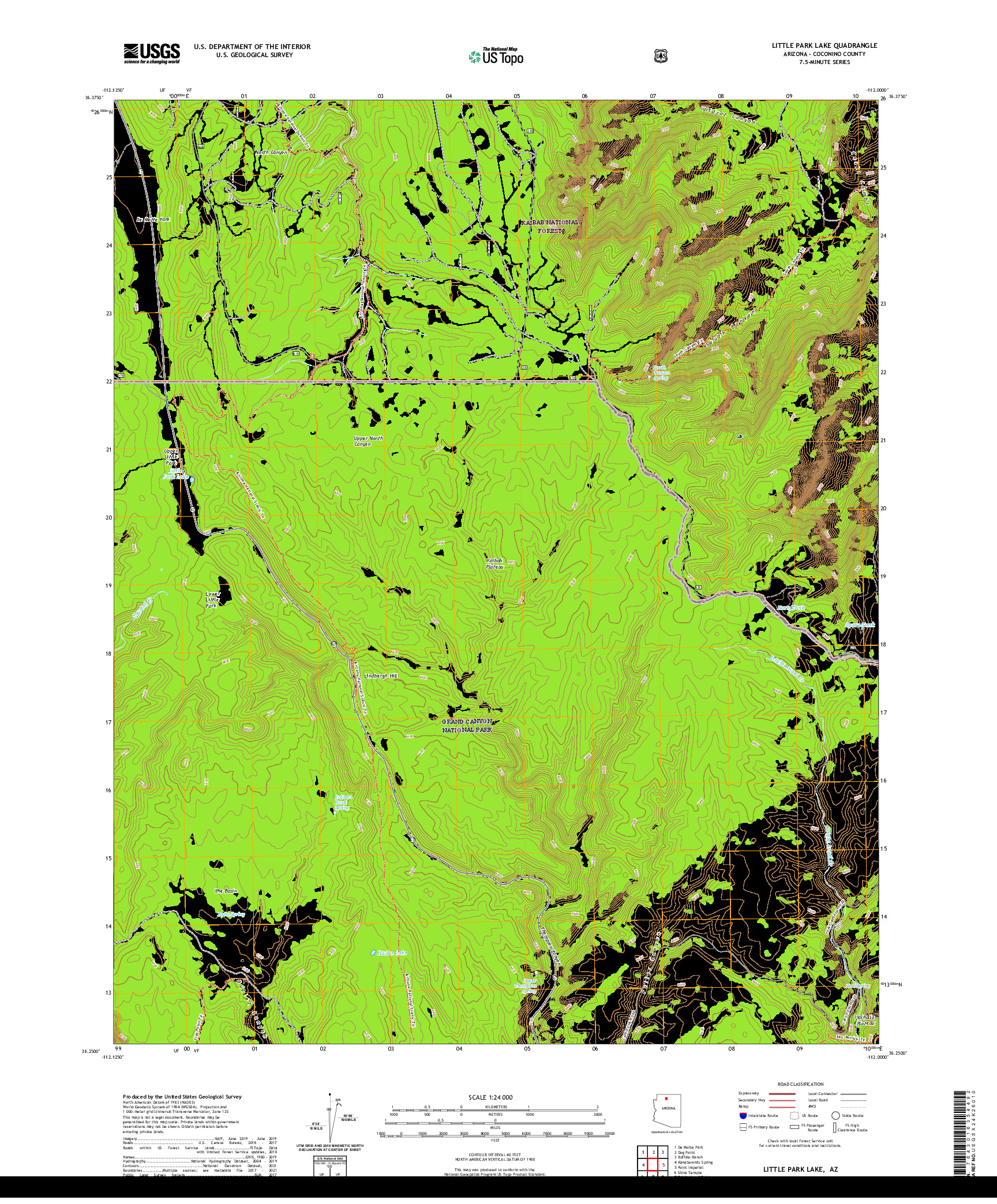 US TOPO 7.5-MINUTE MAP FOR LITTLE PARK LAKE, AZ