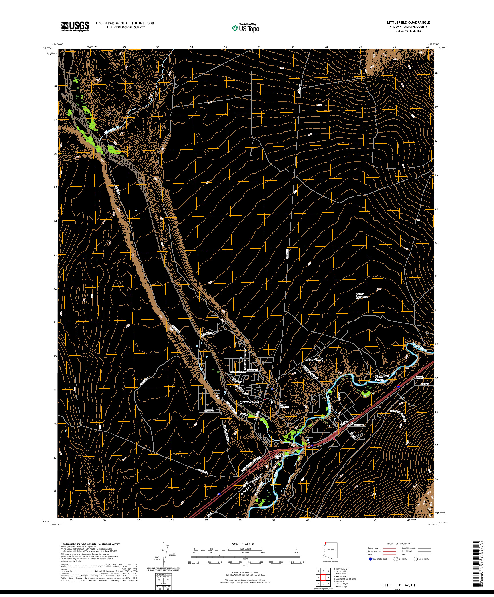 US TOPO 7.5-MINUTE MAP FOR LITTLEFIELD, AZ,UT