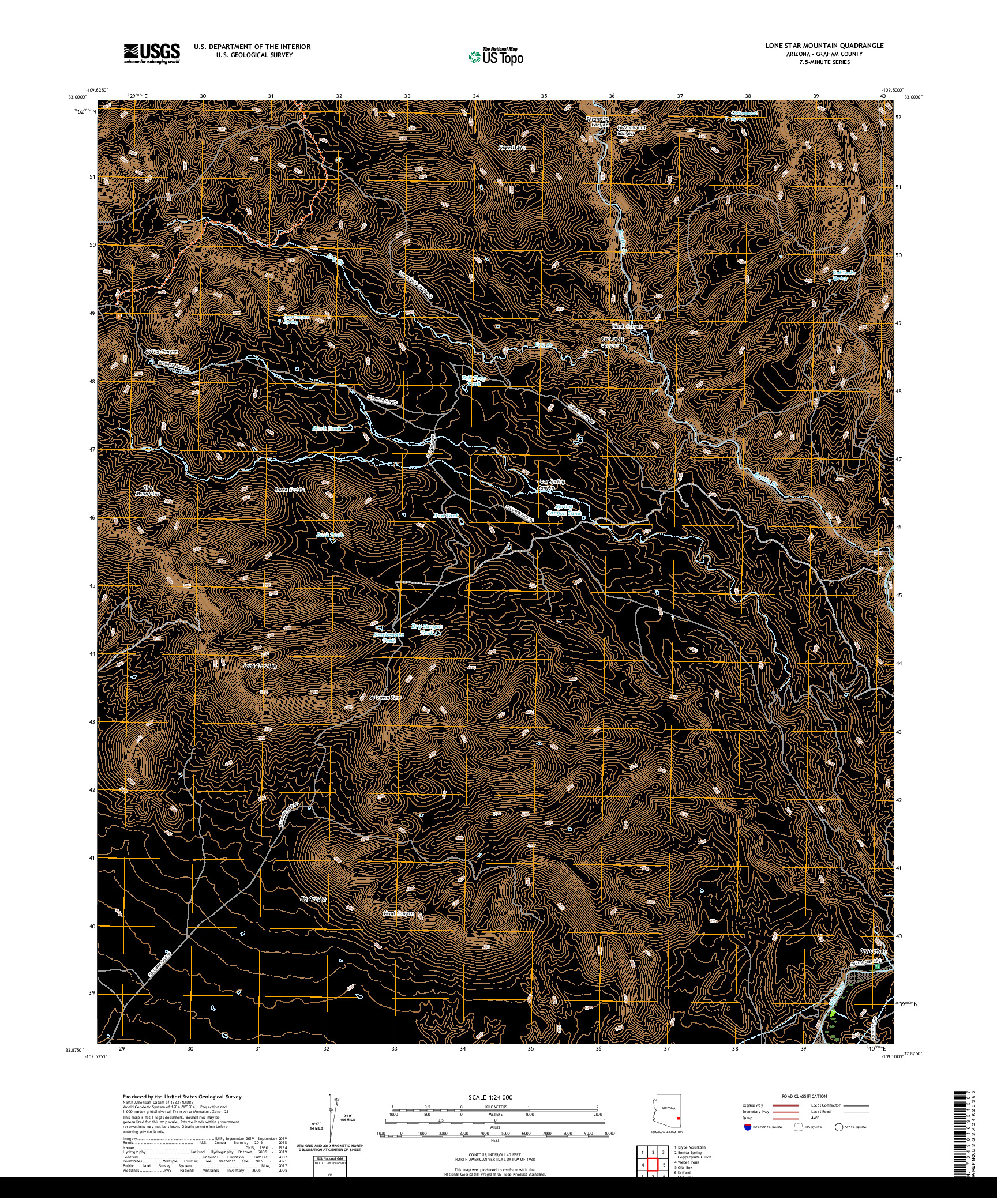US TOPO 7.5-MINUTE MAP FOR LONE STAR MOUNTAIN, AZ