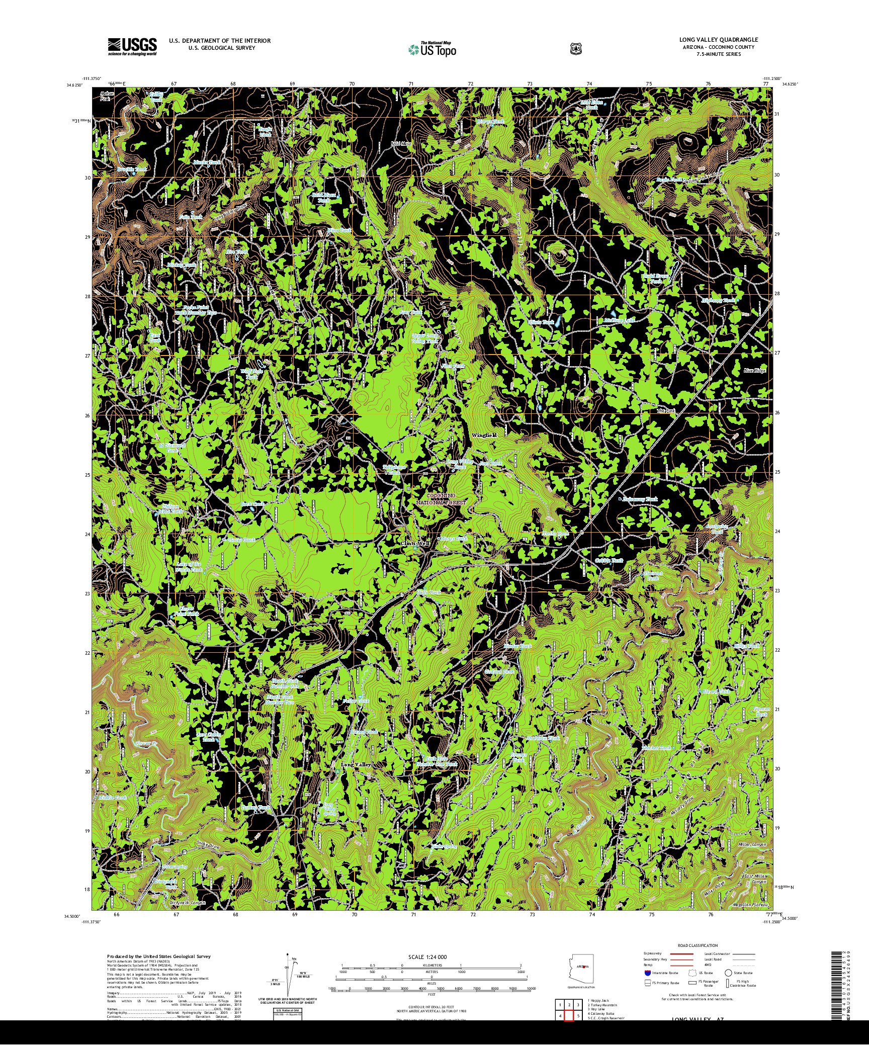 US TOPO 7.5-MINUTE MAP FOR LONG VALLEY, AZ