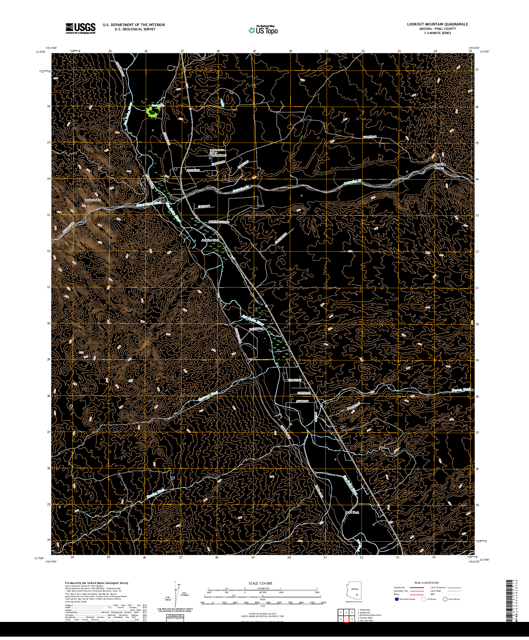 US TOPO 7.5-MINUTE MAP FOR LOOKOUT MOUNTAIN, AZ