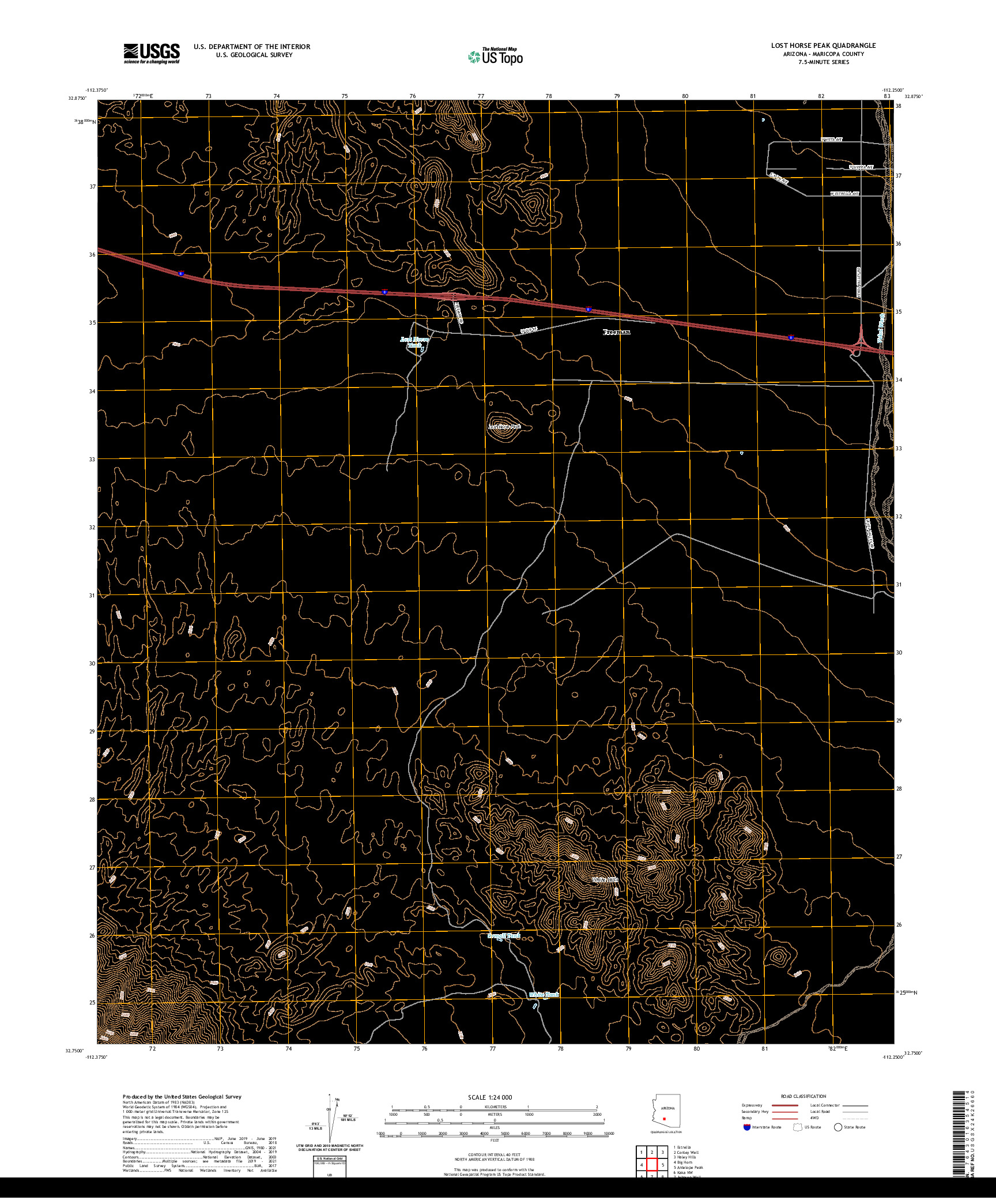 US TOPO 7.5-MINUTE MAP FOR LOST HORSE PEAK, AZ