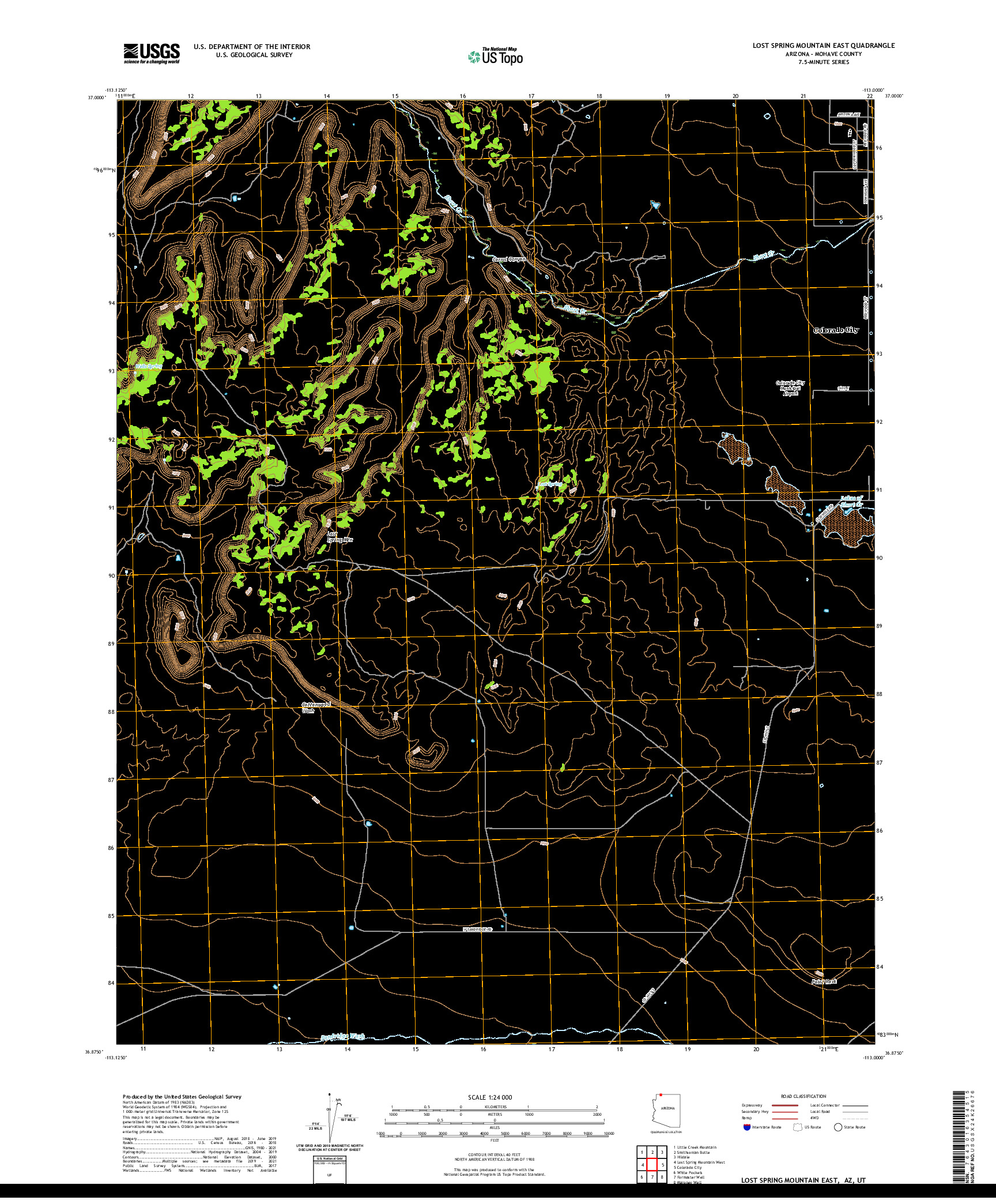 US TOPO 7.5-MINUTE MAP FOR LOST SPRING MOUNTAIN EAST, AZ,UT