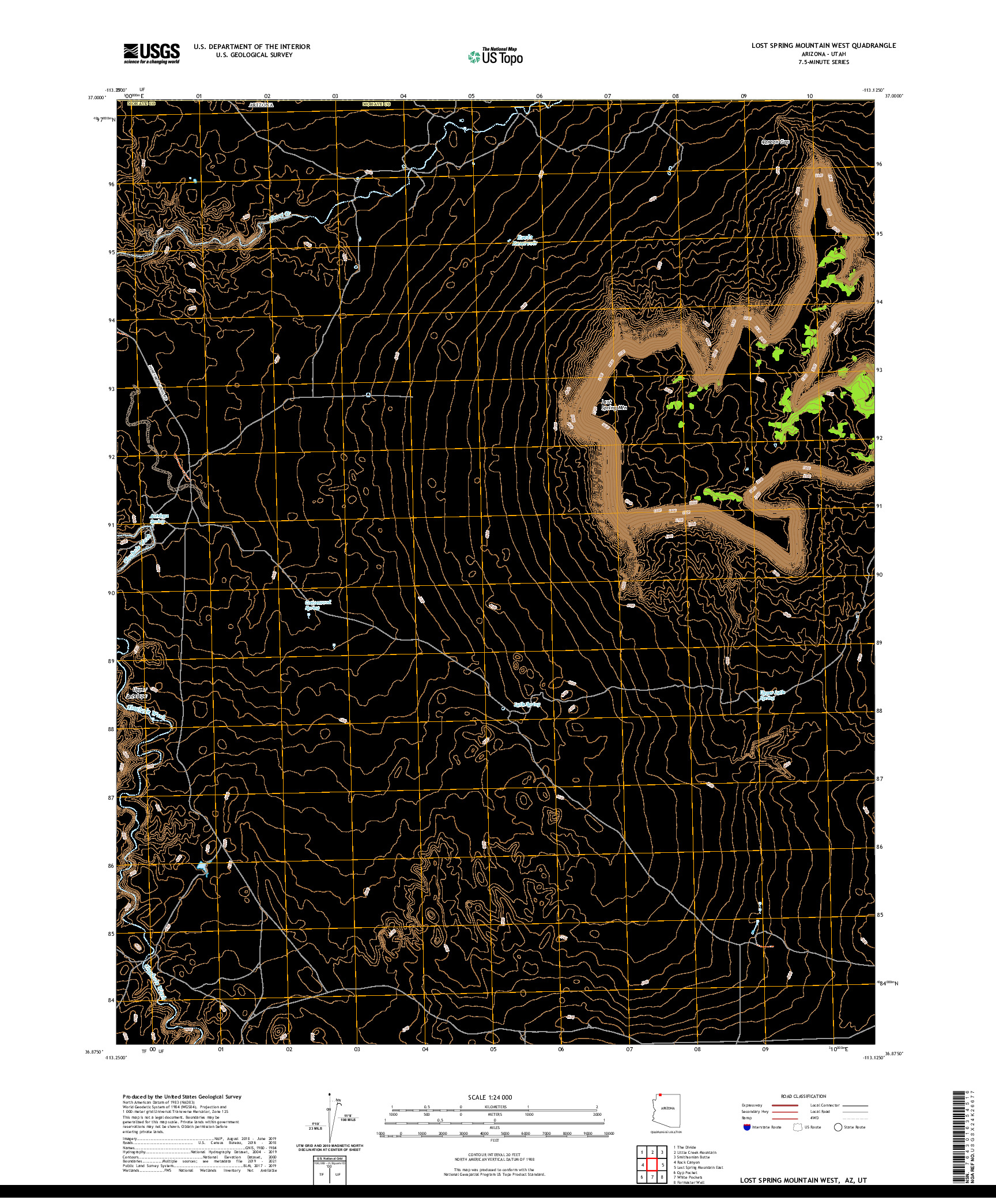 US TOPO 7.5-MINUTE MAP FOR LOST SPRING MOUNTAIN WEST, AZ,UT