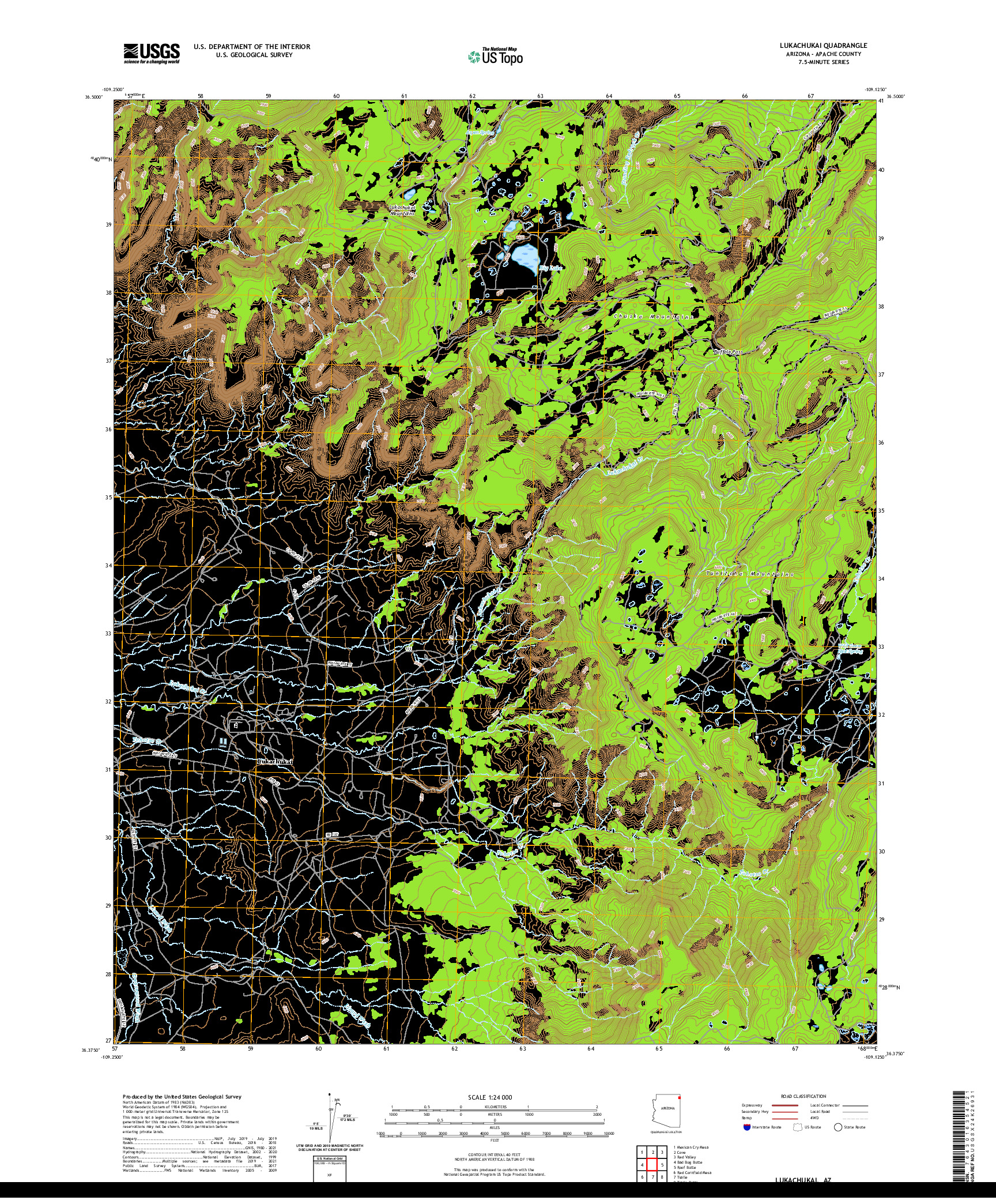 US TOPO 7.5-MINUTE MAP FOR LUKACHUKAI, AZ