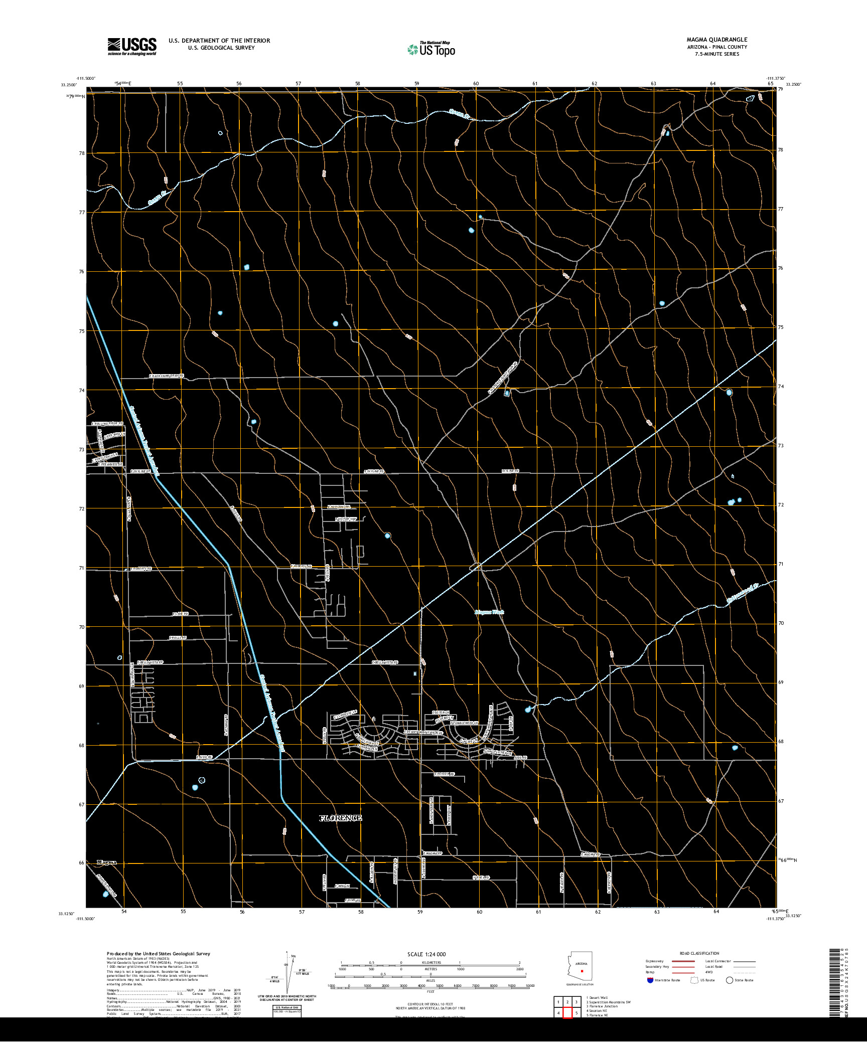 US TOPO 7.5-MINUTE MAP FOR MAGMA, AZ