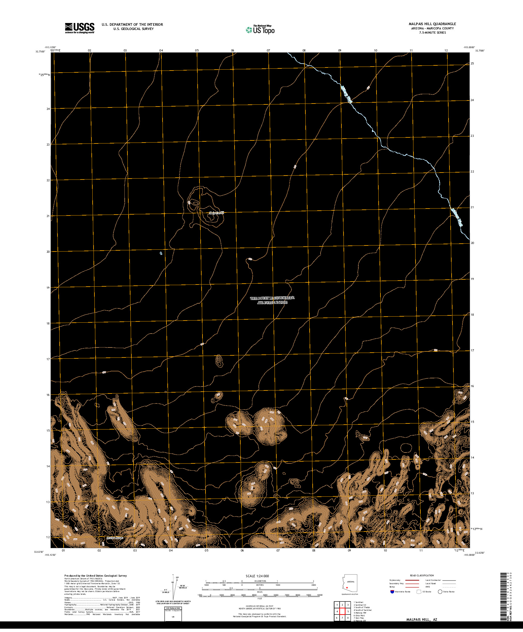 USGS US TOPO 7.5-MINUTE MAP FOR MALPAIS HILL, AZ 2021