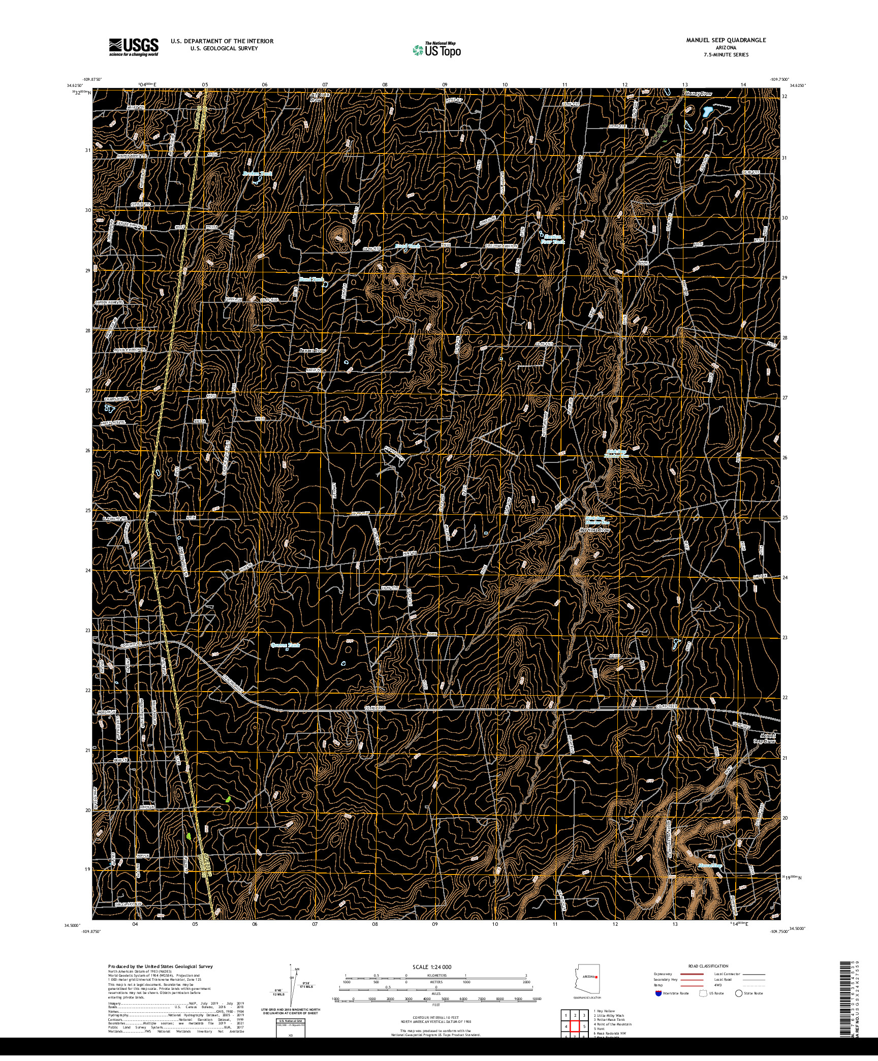 US TOPO 7.5-MINUTE MAP FOR MANUEL SEEP, AZ