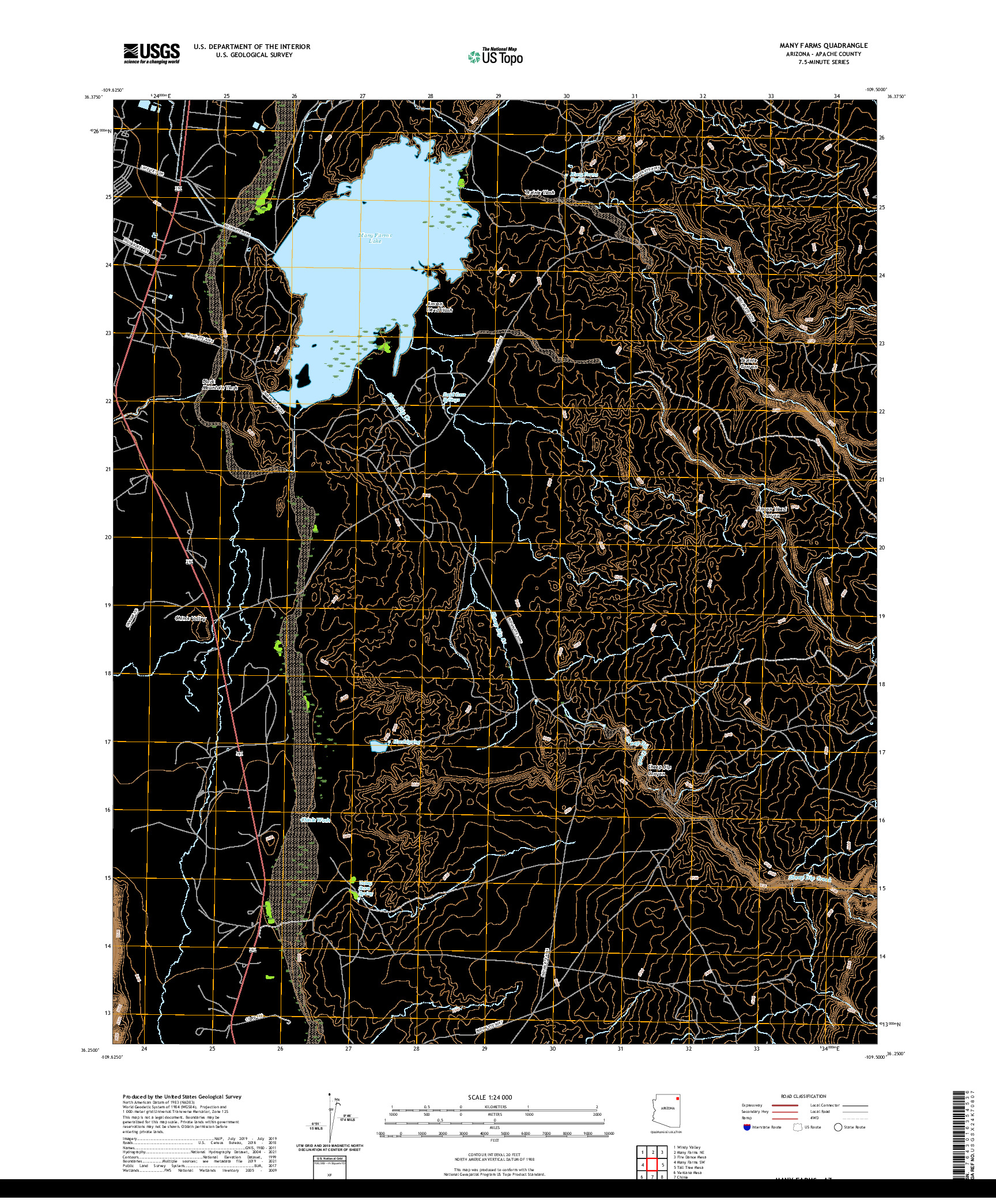 US TOPO 7.5-MINUTE MAP FOR MANY FARMS, AZ