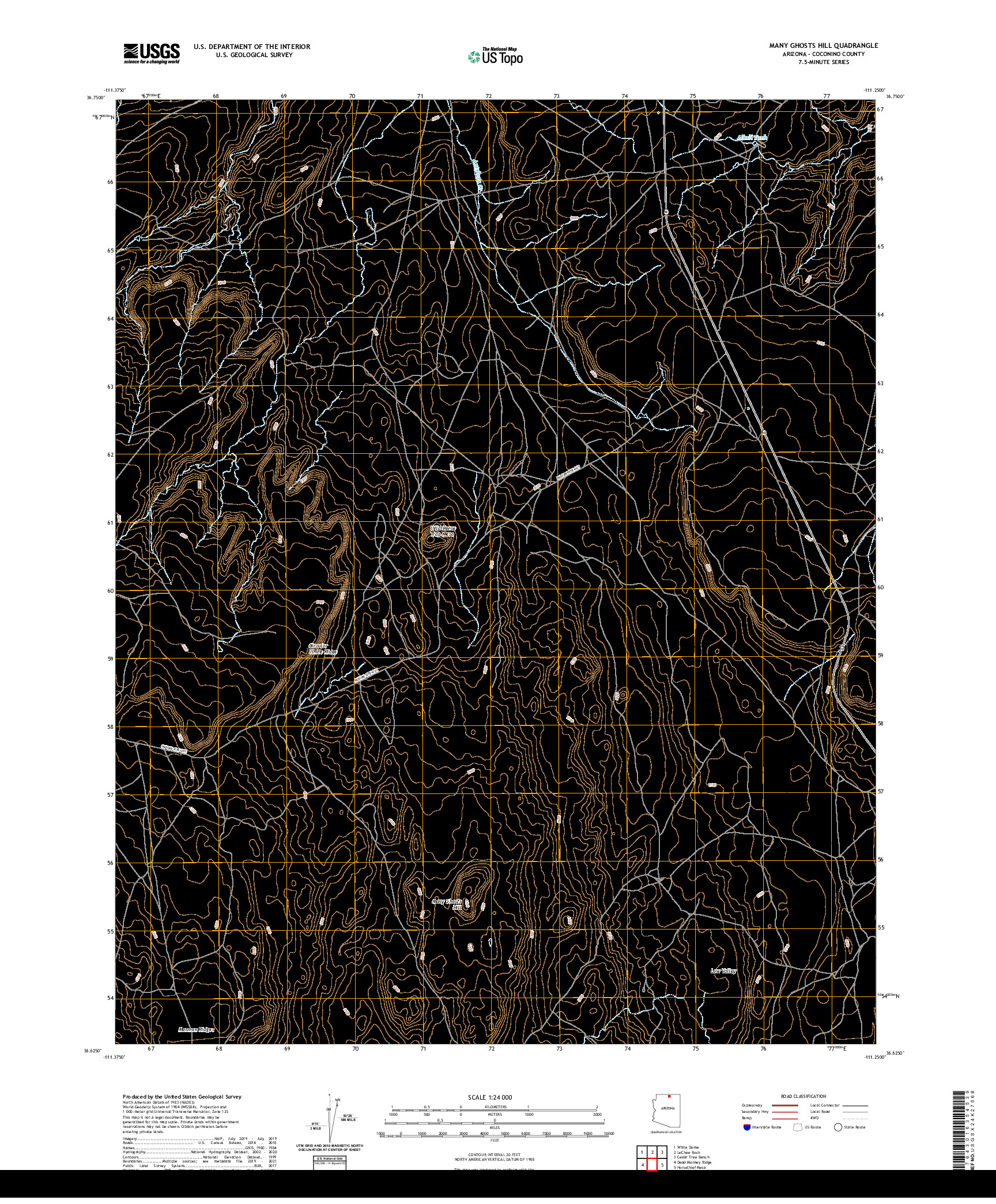 US TOPO 7.5-MINUTE MAP FOR MANY GHOSTS HILL, AZ