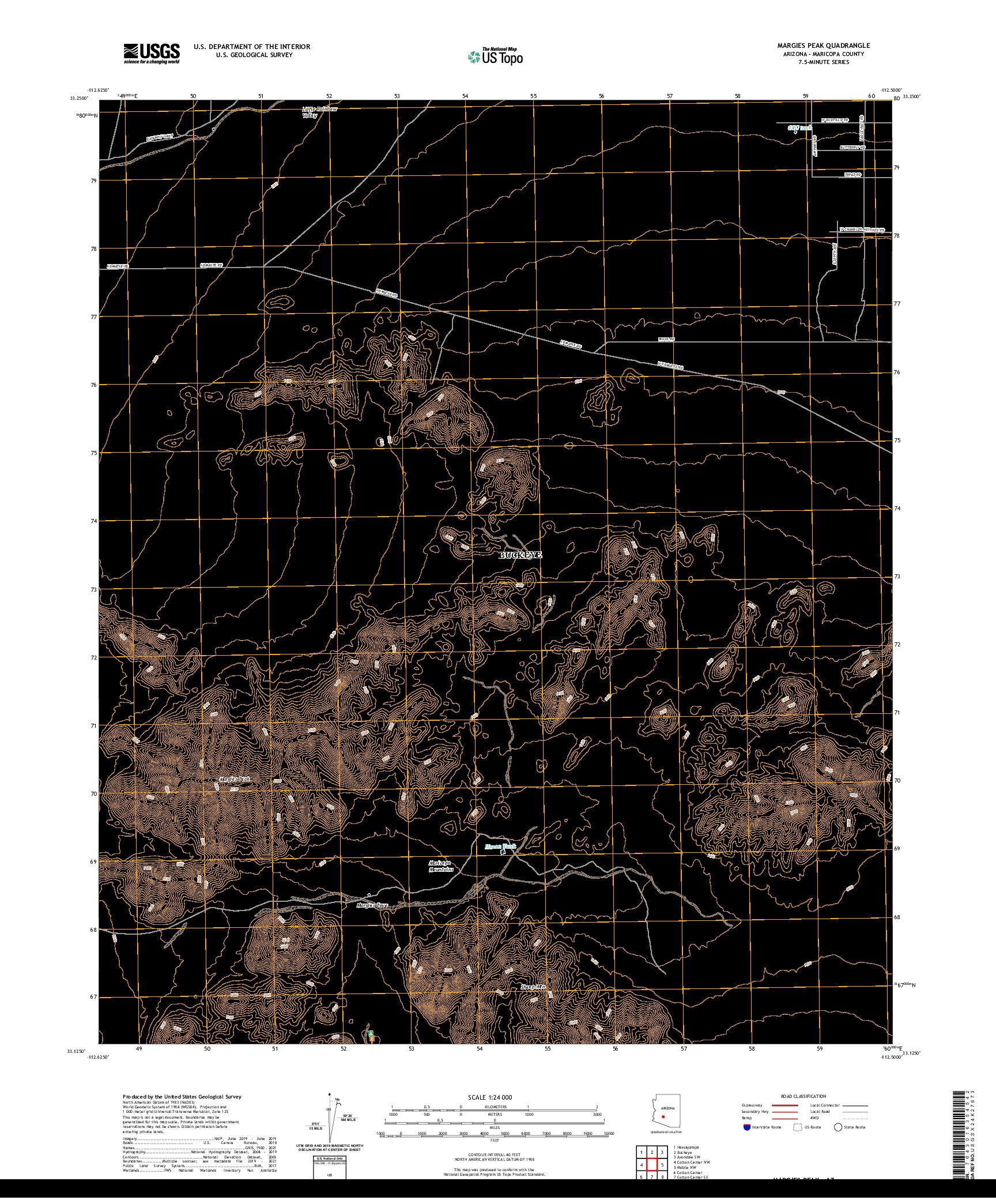 US TOPO 7.5-MINUTE MAP FOR MARGIES PEAK, AZ