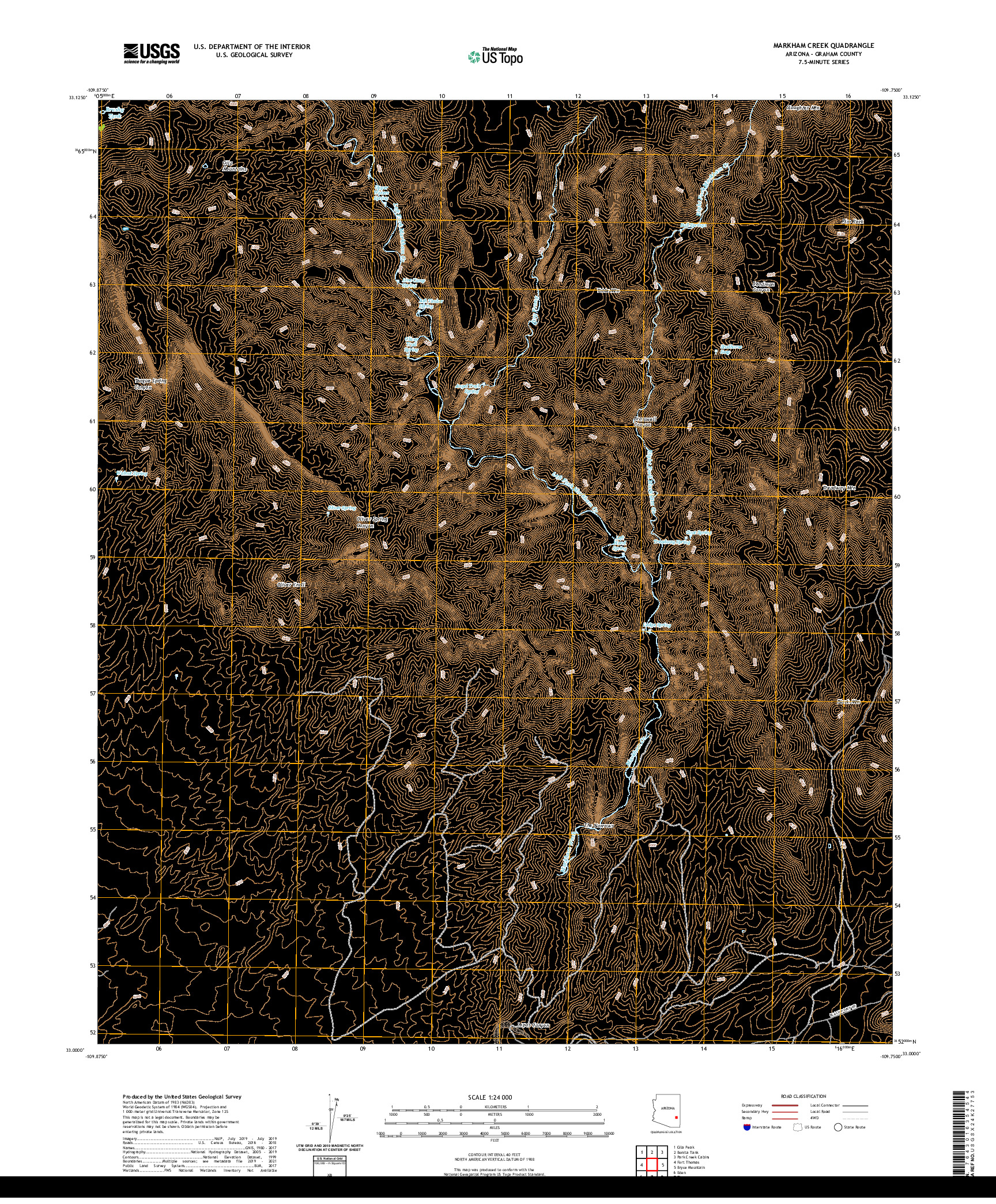 US TOPO 7.5-MINUTE MAP FOR MARKHAM CREEK, AZ