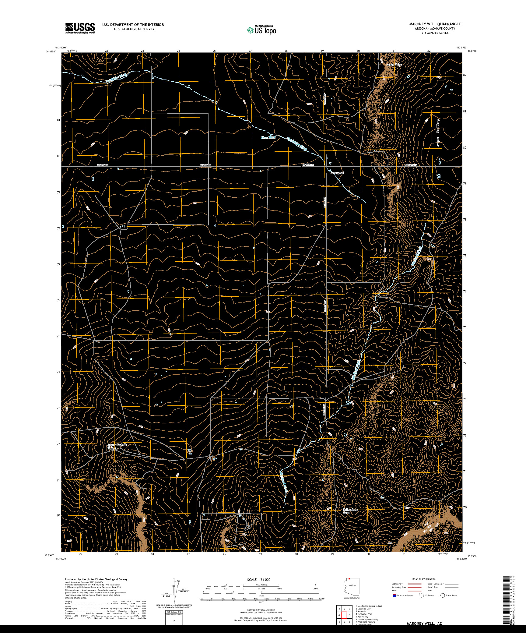 US TOPO 7.5-MINUTE MAP FOR MARONEY WELL, AZ