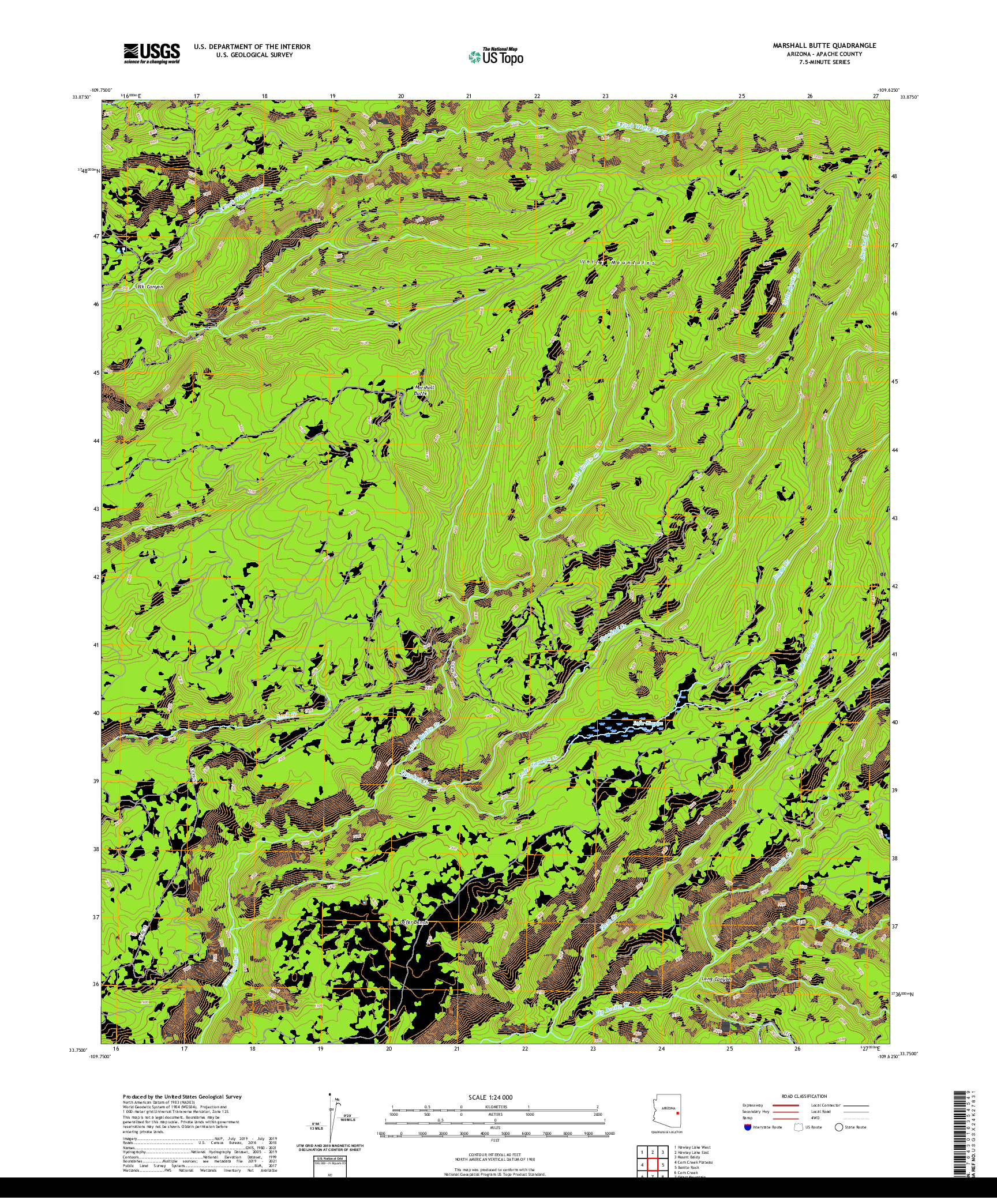 US TOPO 7.5-MINUTE MAP FOR MARSHALL BUTTE, AZ